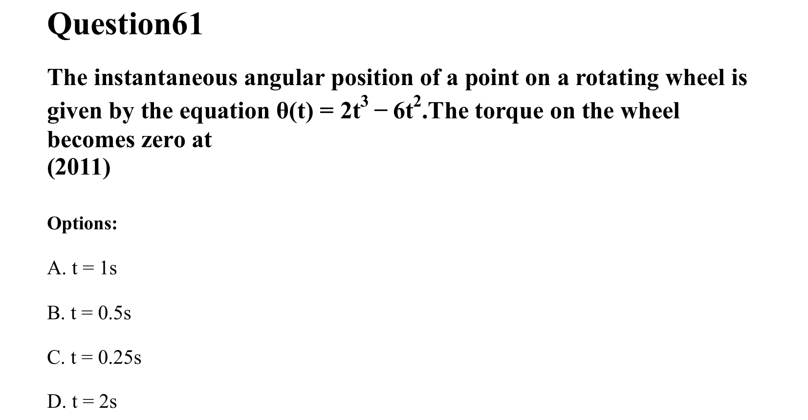 Rotational Motion question 61