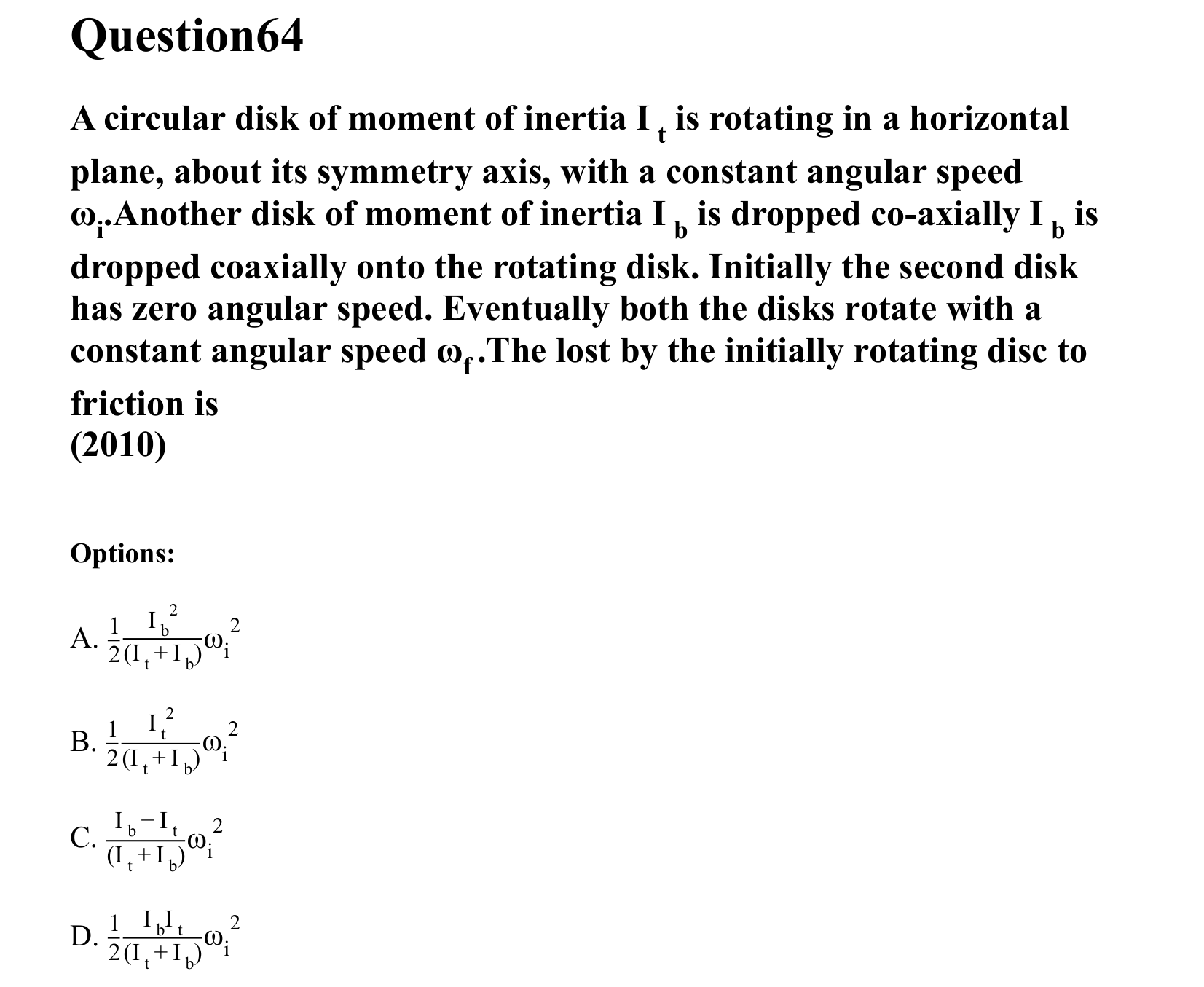 Rotational Motion question 64