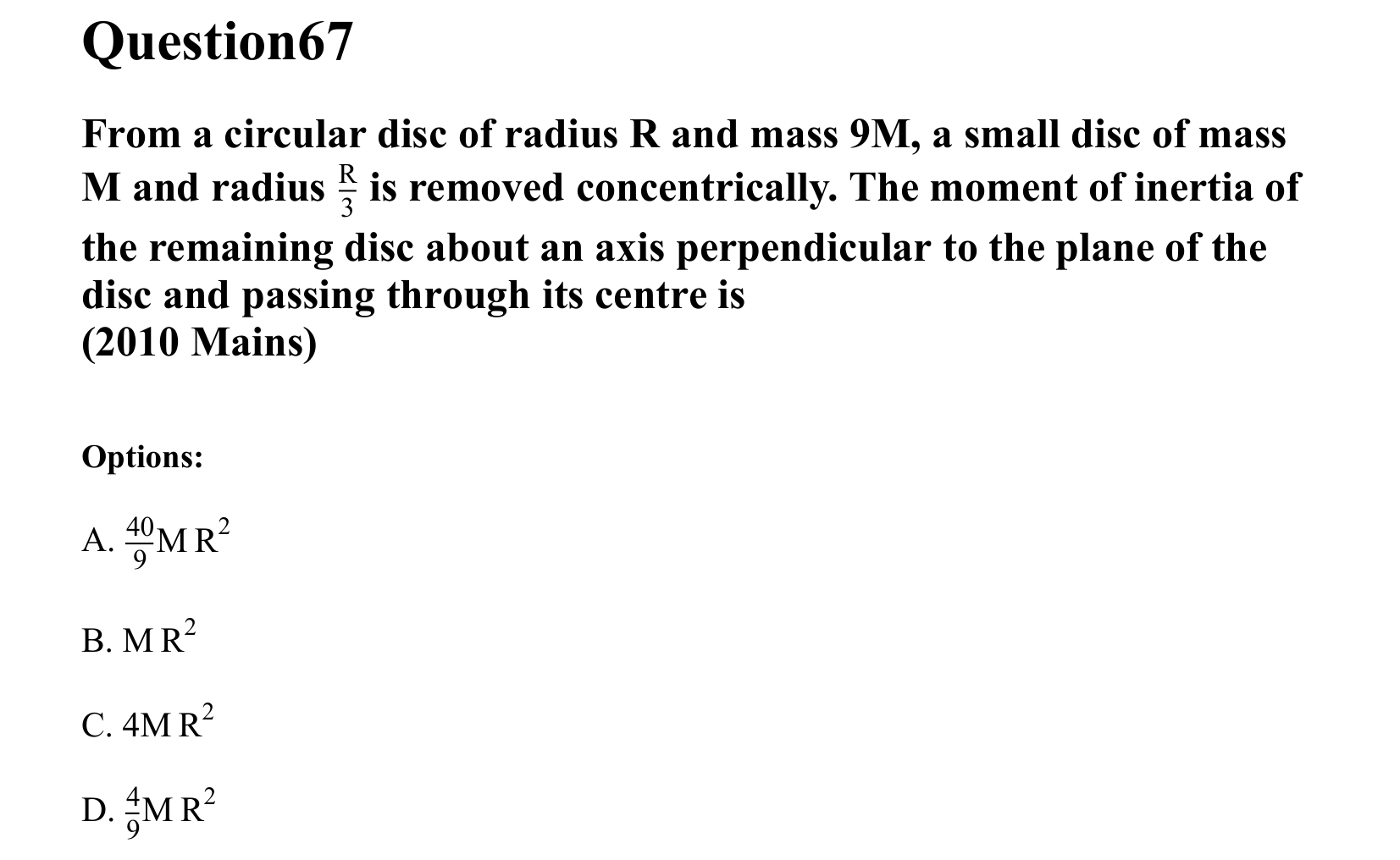 Rotational Motion question 67