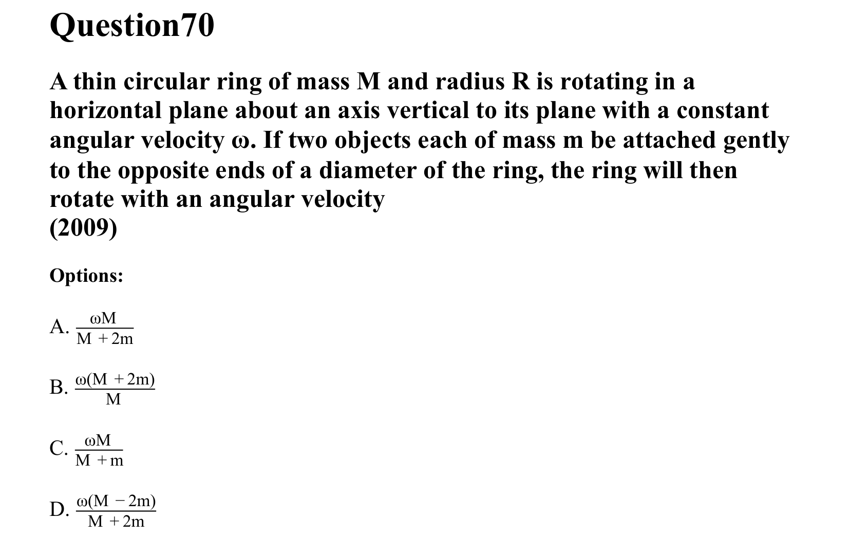 Rotational Motion question 70