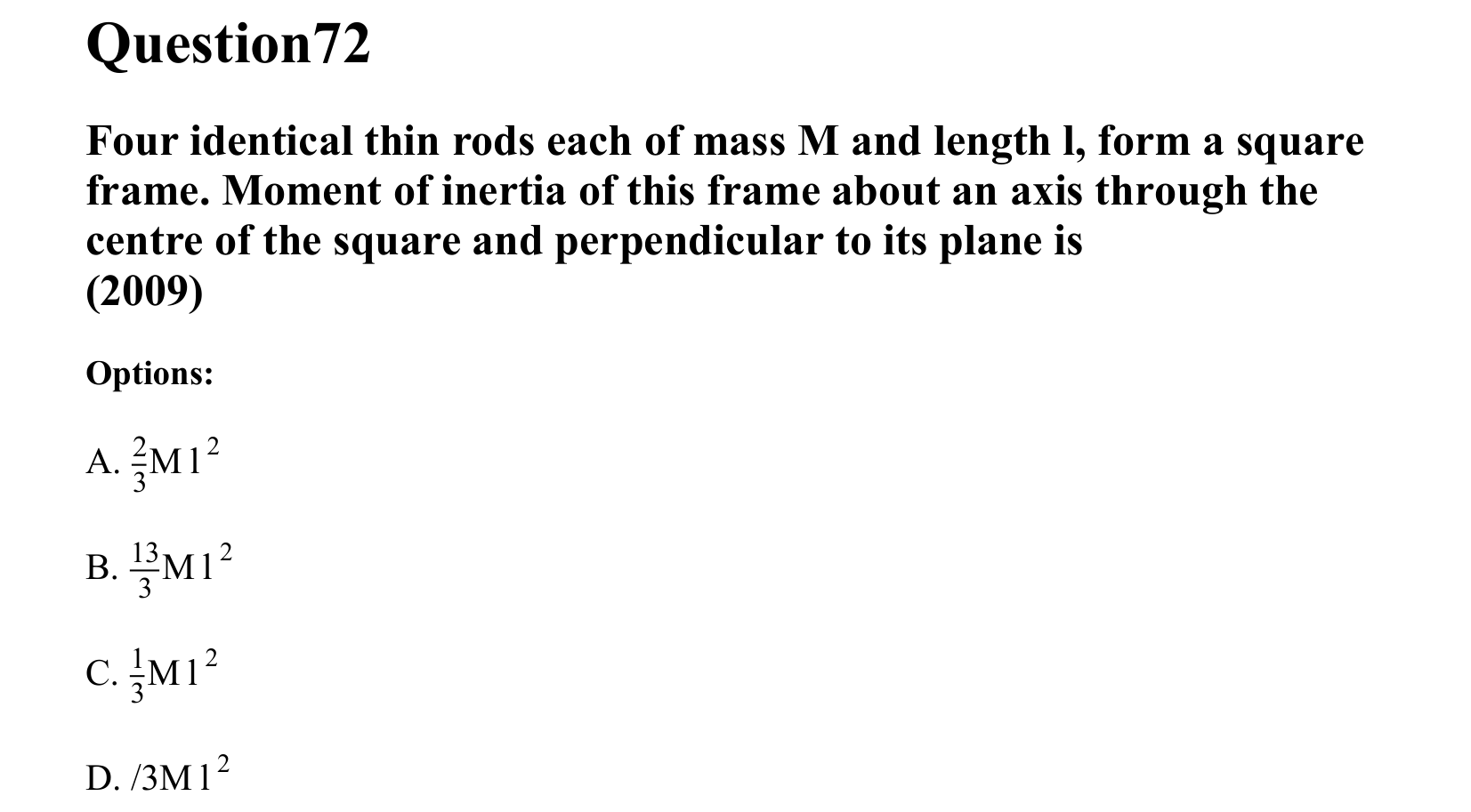 Rotational Motion question 72