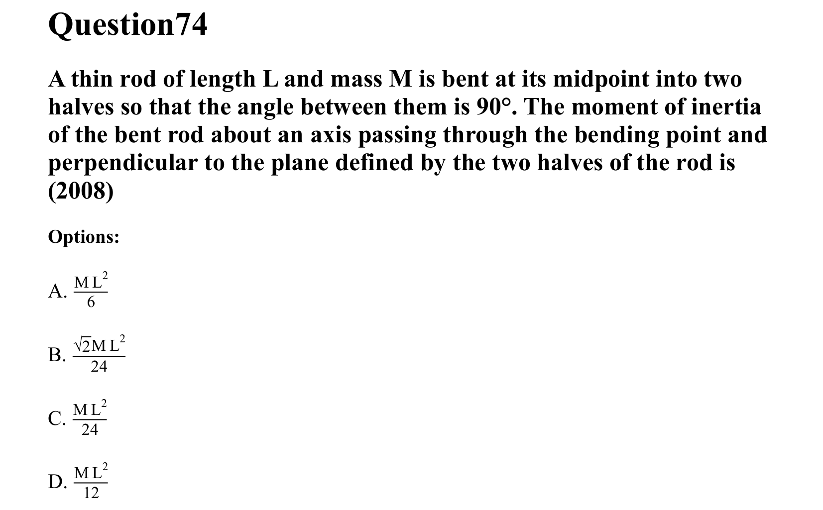 Rotational Motion question 74