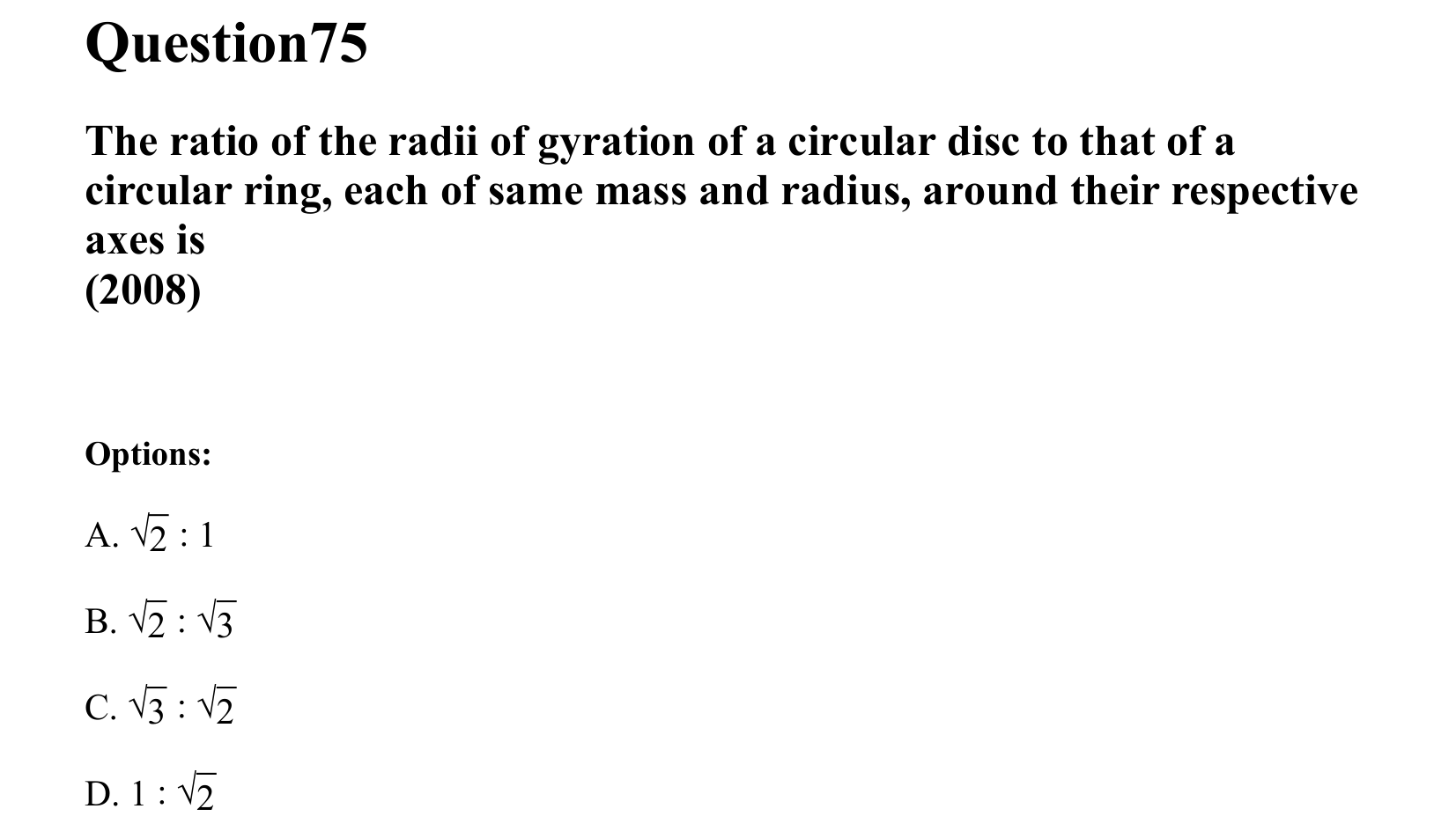 Rotational Motion question 75