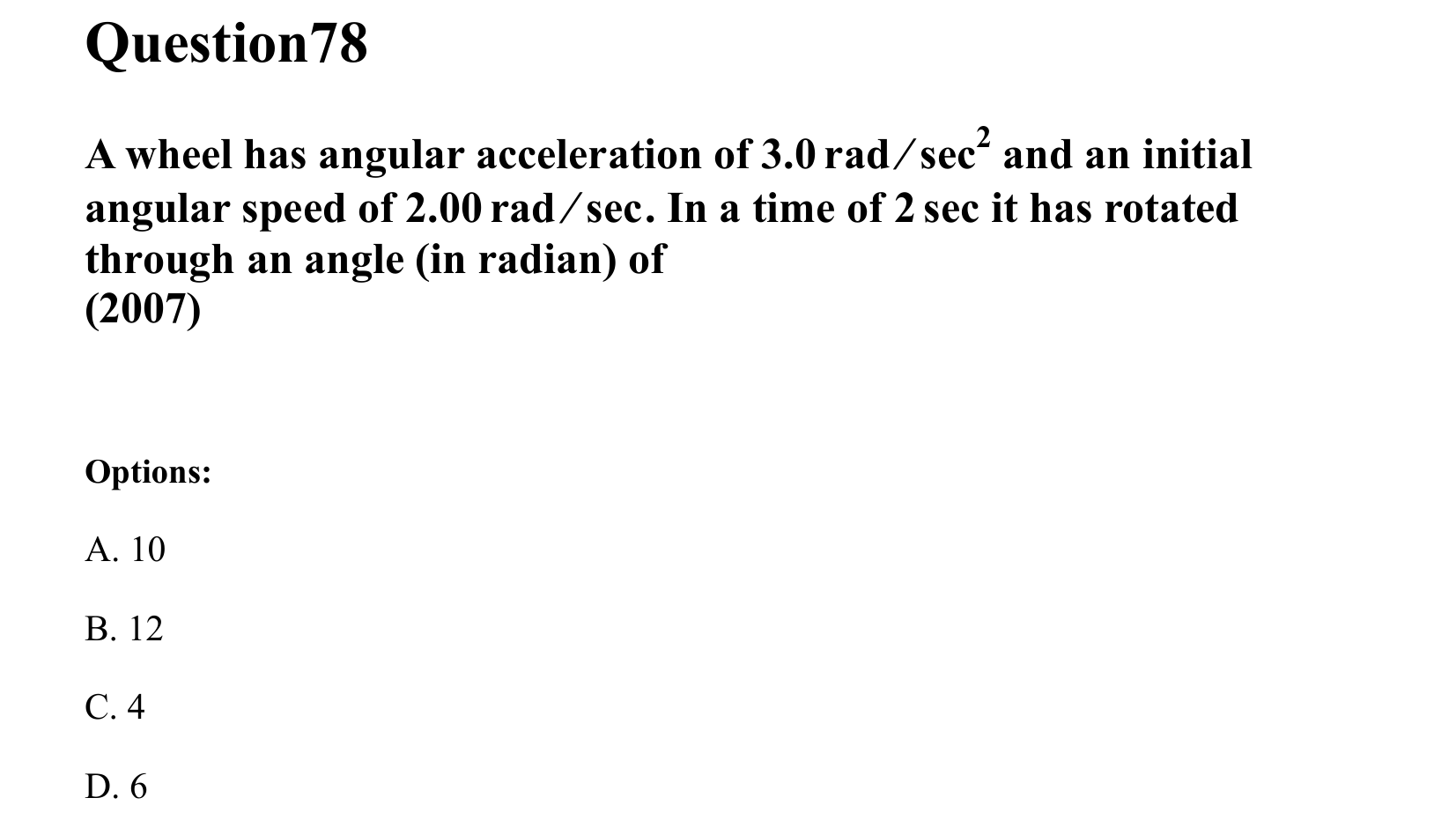 Rotational Motion question 78
