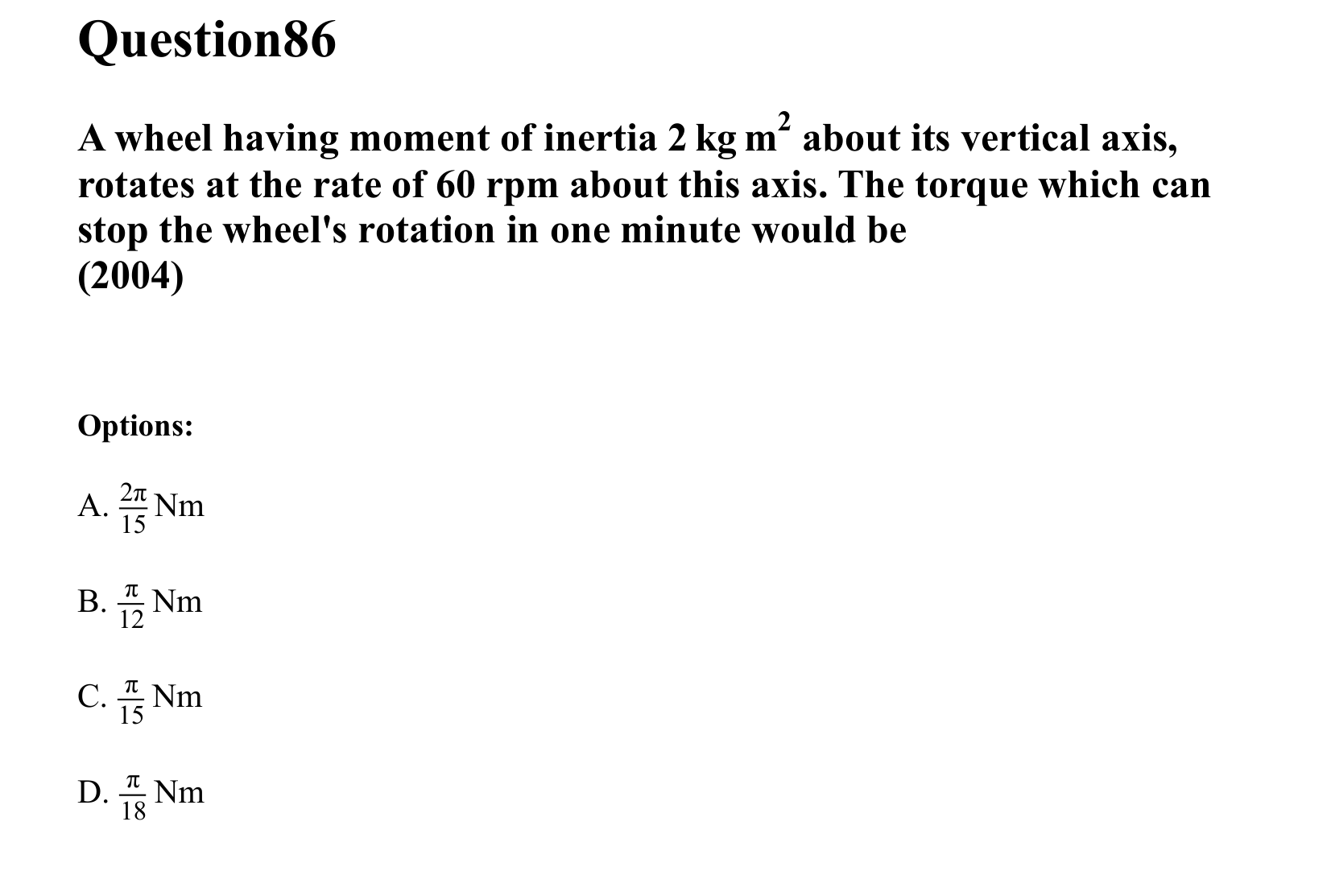Rotational Motion question 86