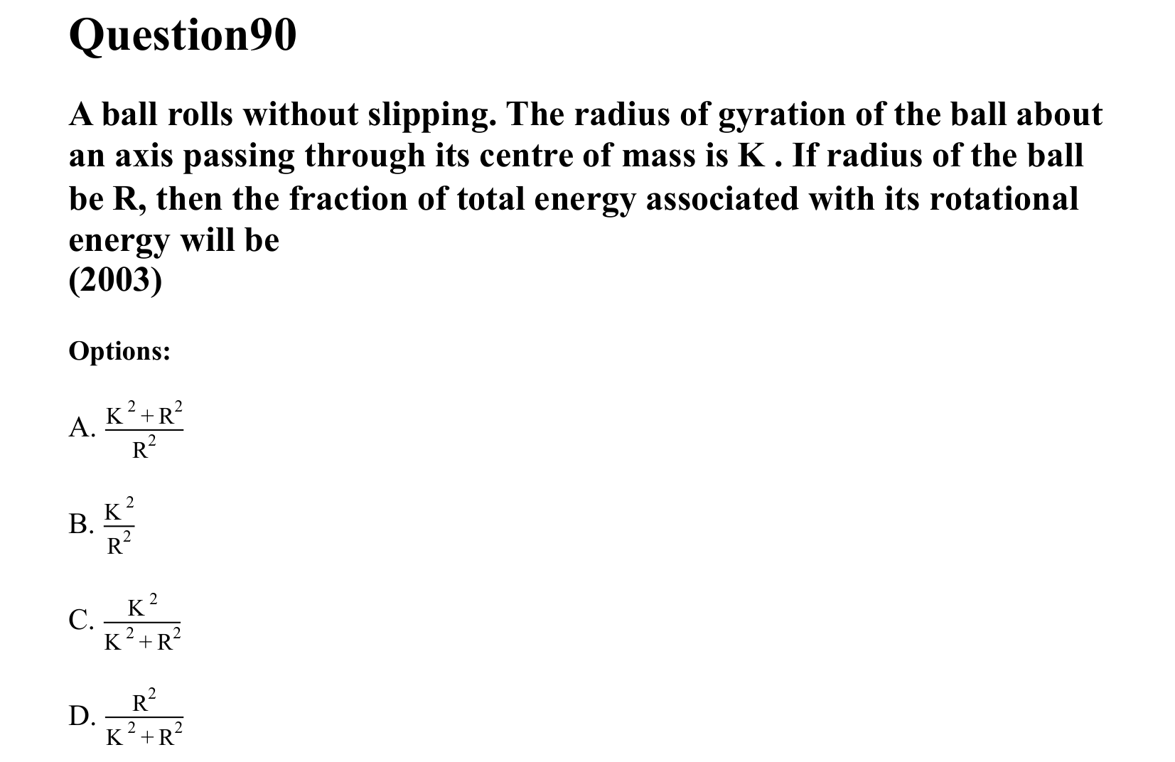 Rotational Motion question 90