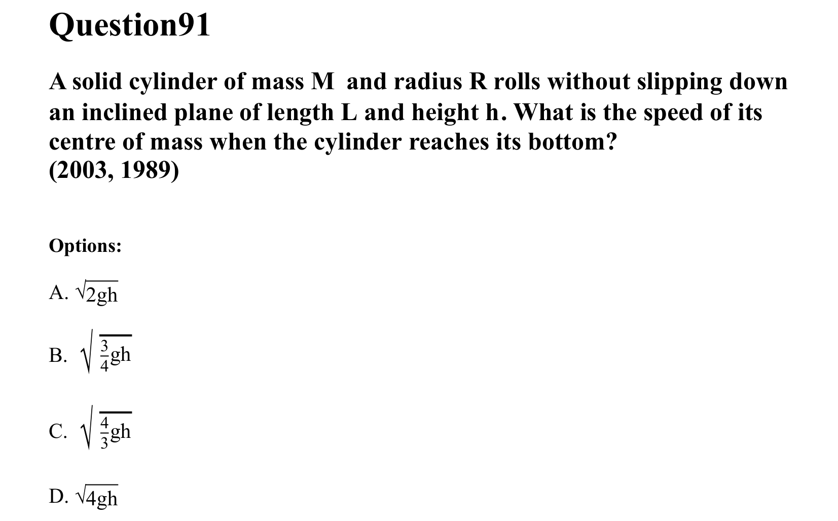 Rotational Motion question 91