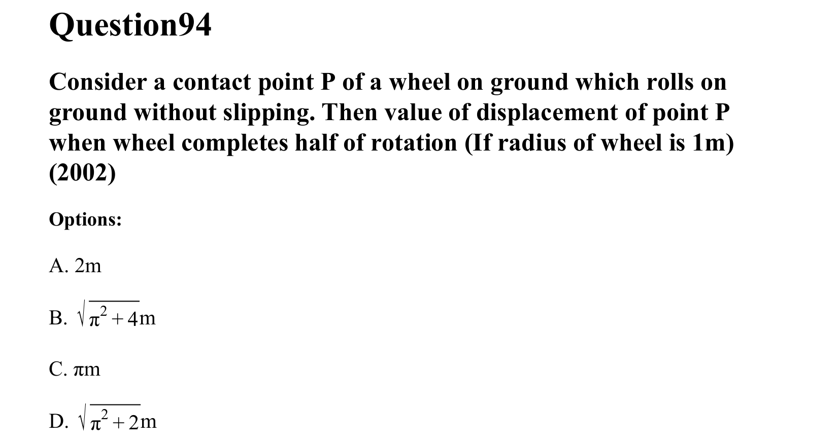 Rotational Motion question 94