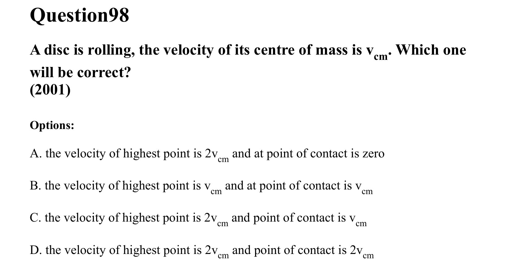 Rotational Motion question 98