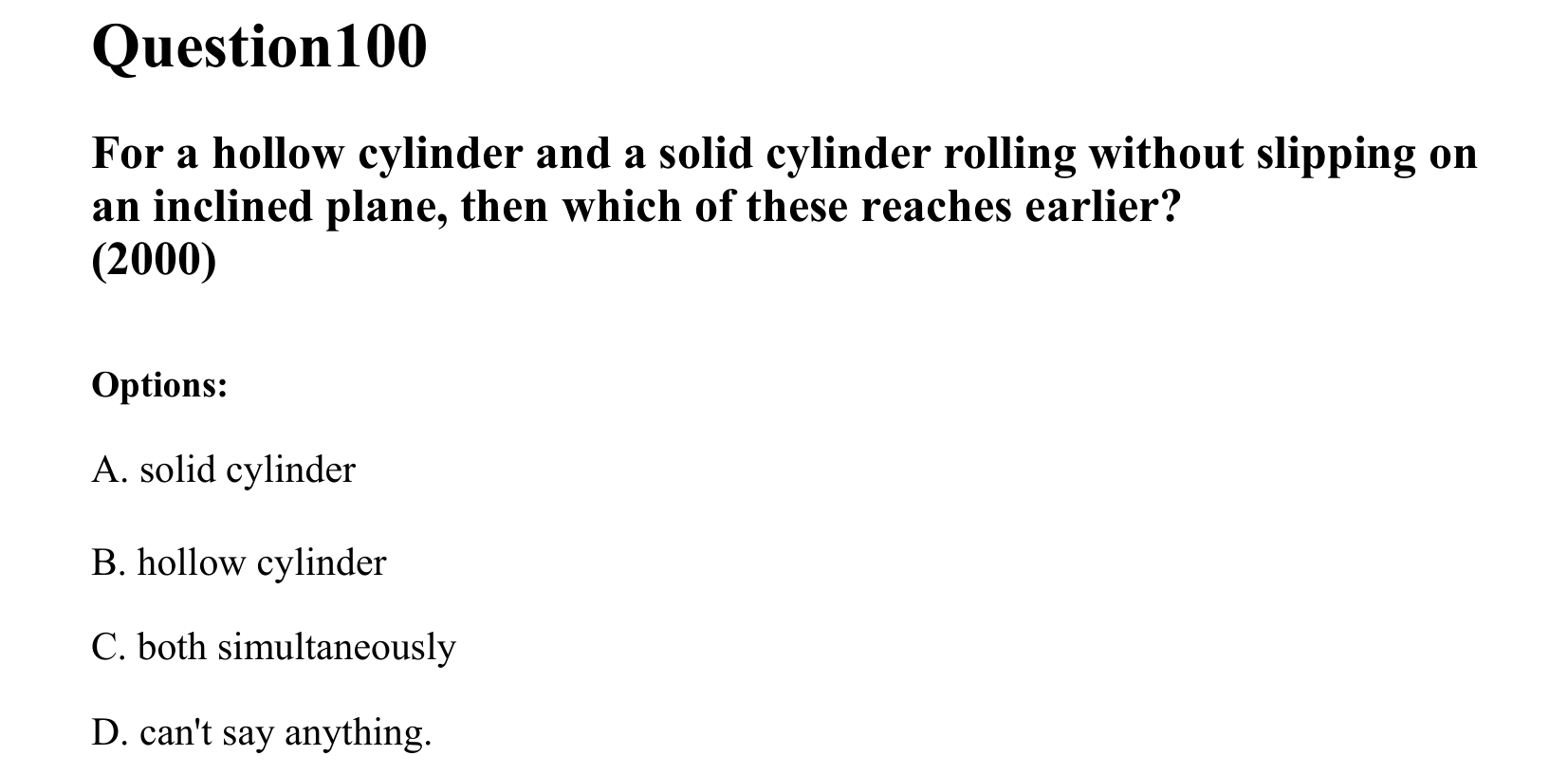 Rotational Motion question 100