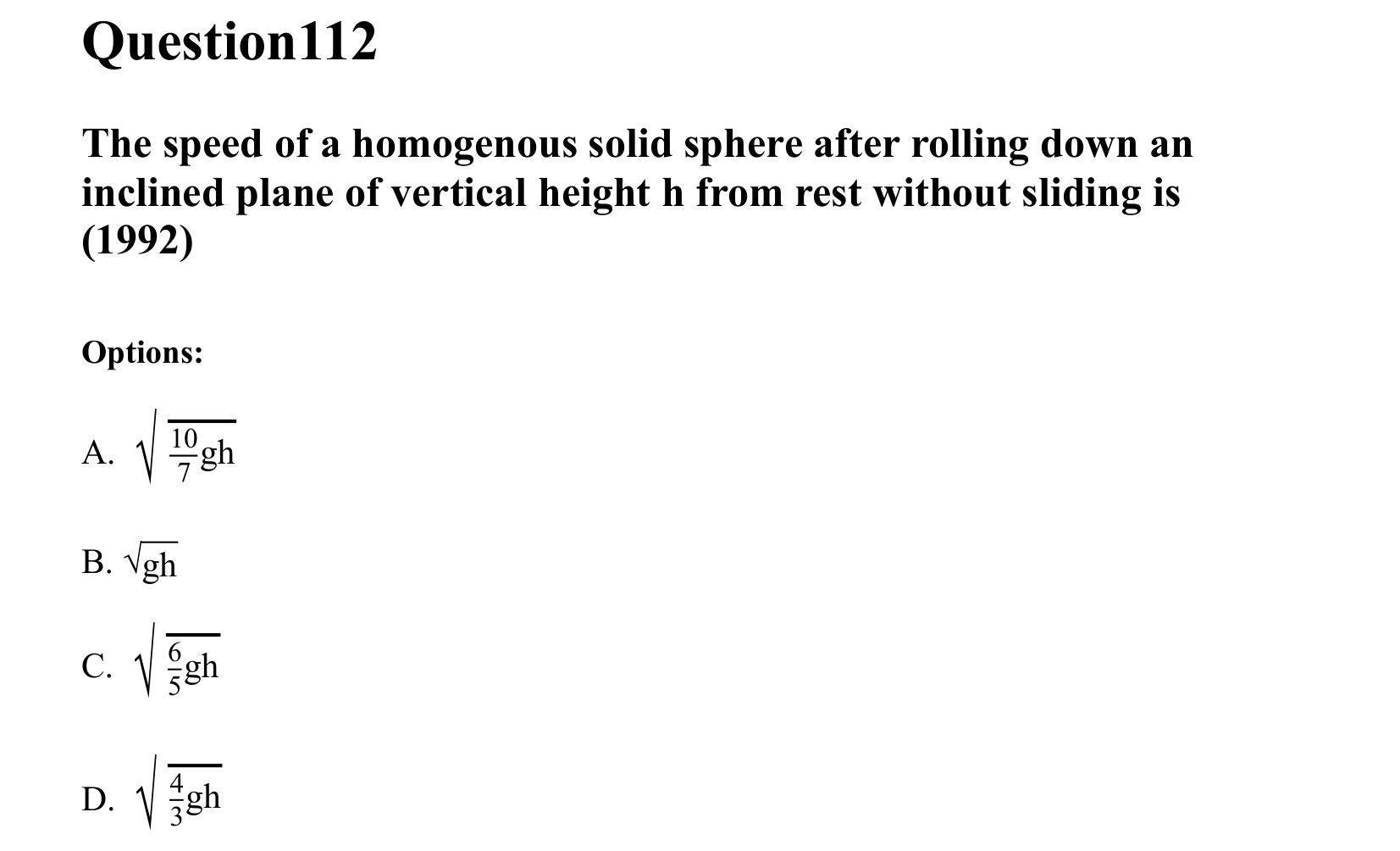 Rotational Motion question 112