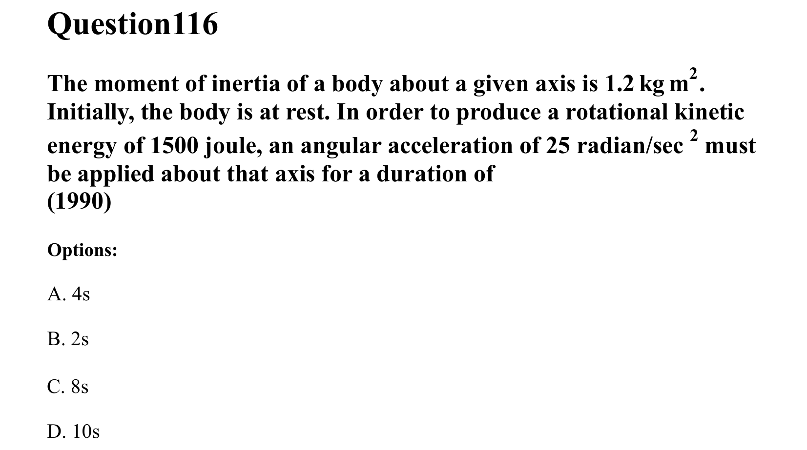 Rotational Motion question 116