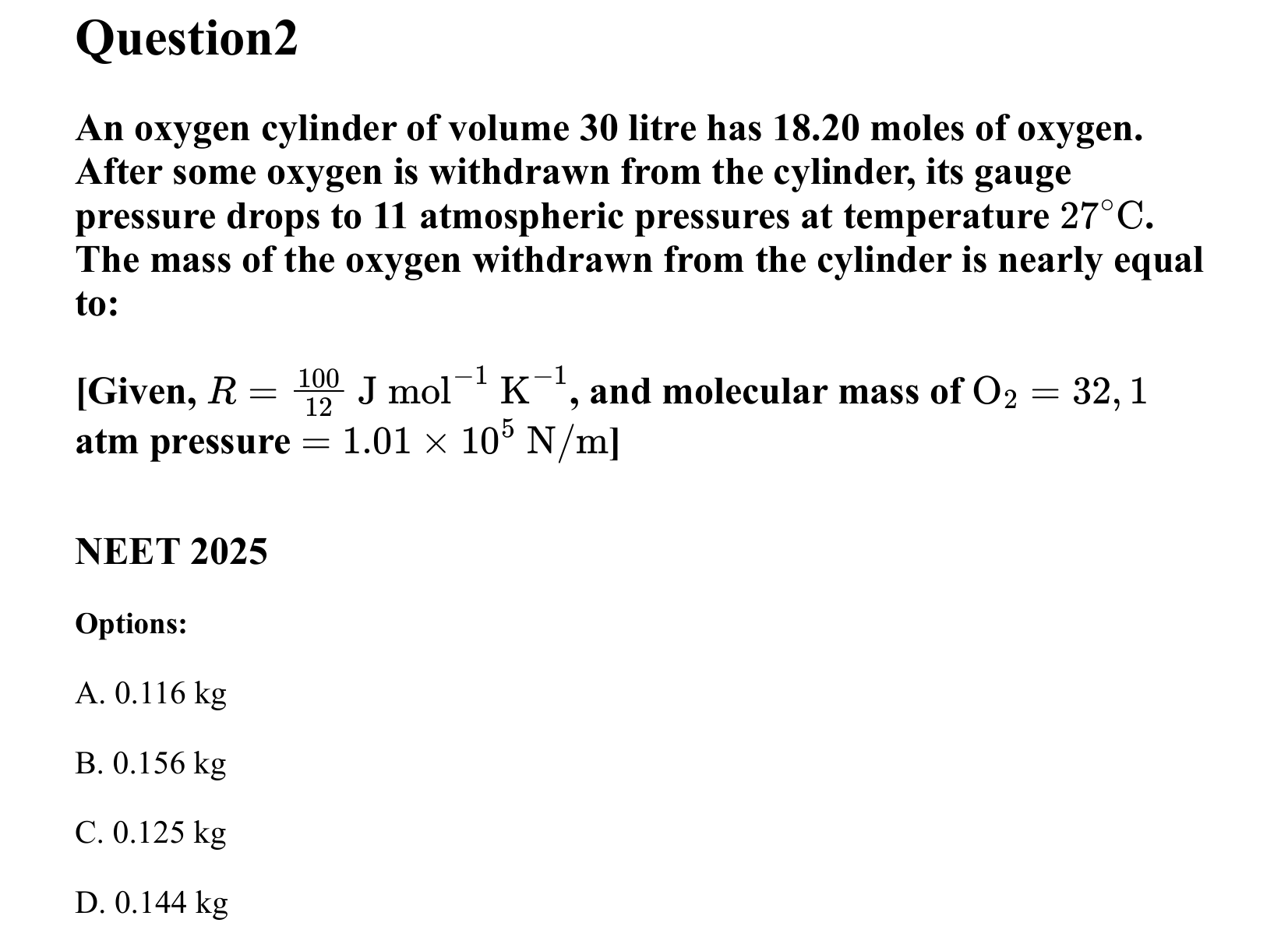Thermal Properties Thermodynamics and Kinetic Theory question 2