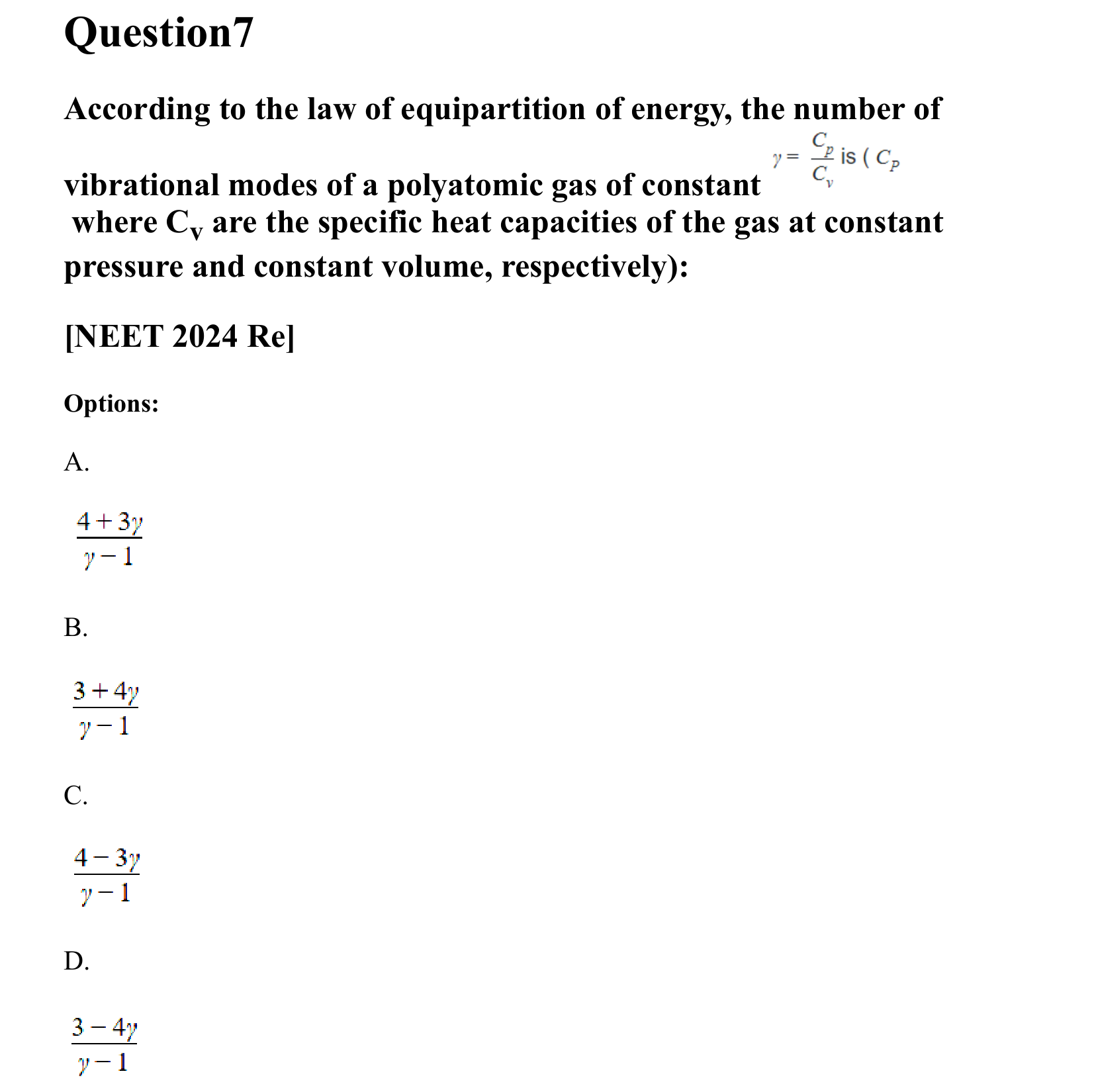 Thermal Properties Thermodynamics and Kinetic Theory question 7