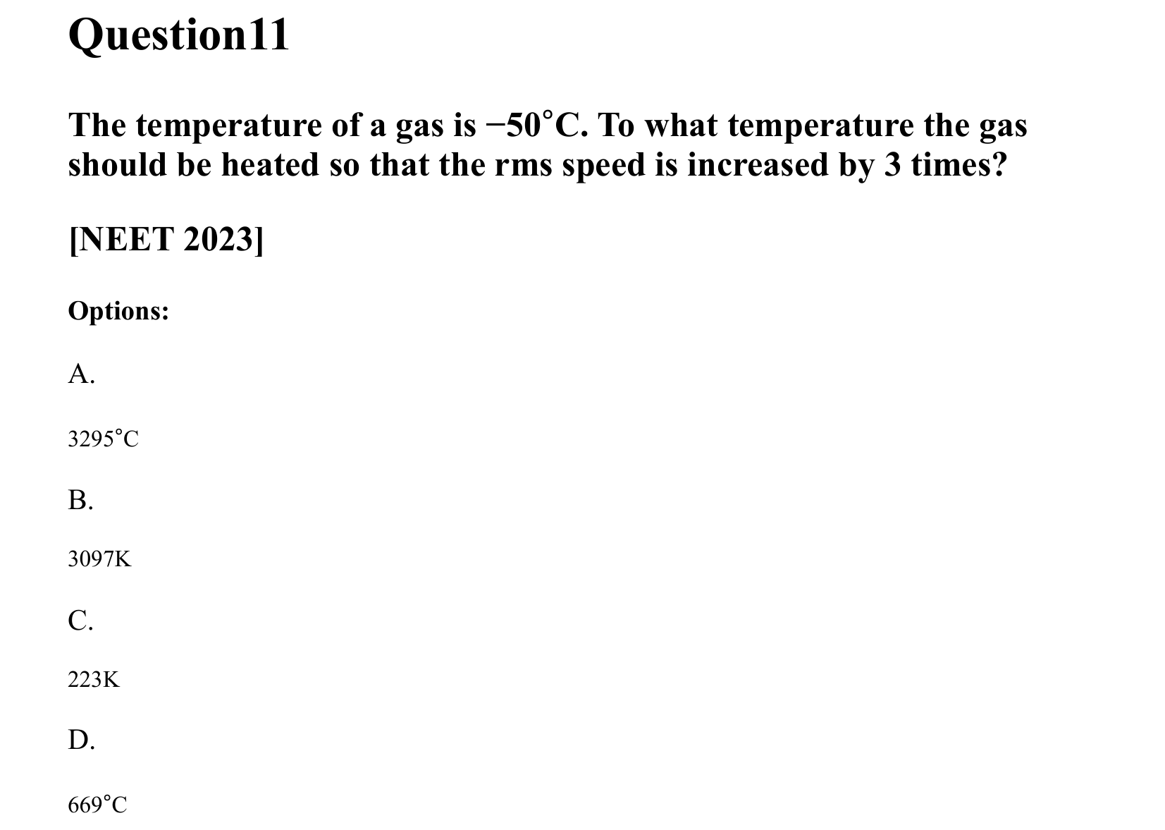 Thermal Properties Thermodynamics and Kinetic Theory question 11