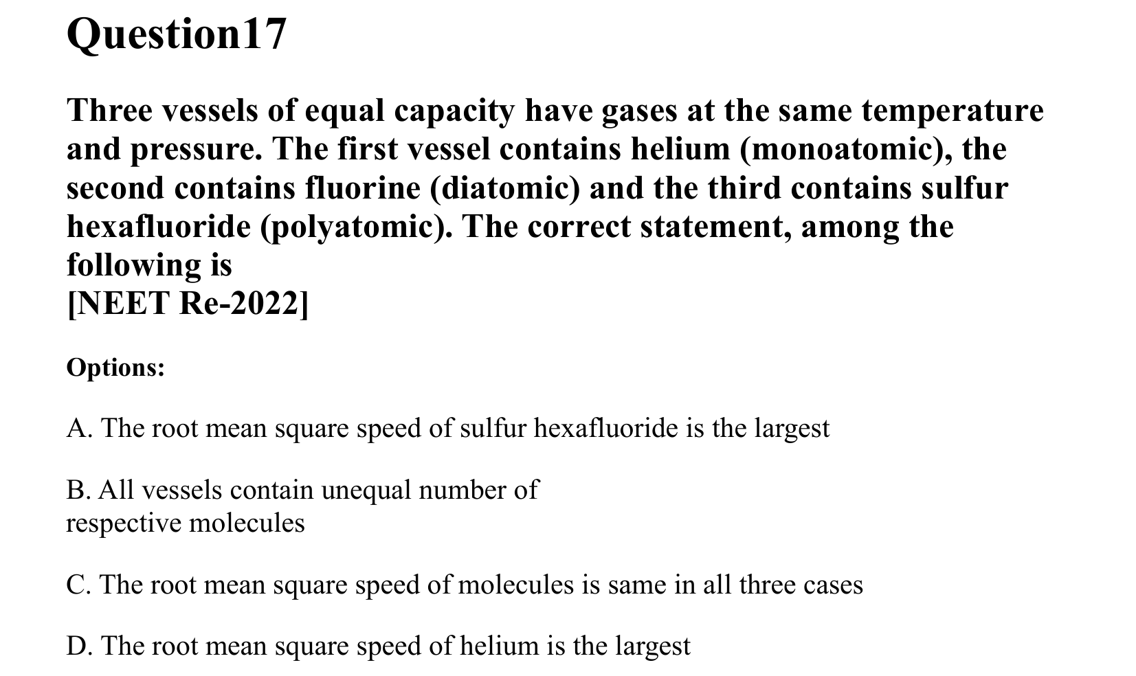 Thermal Properties Thermodynamics and Kinetic Theory question 17