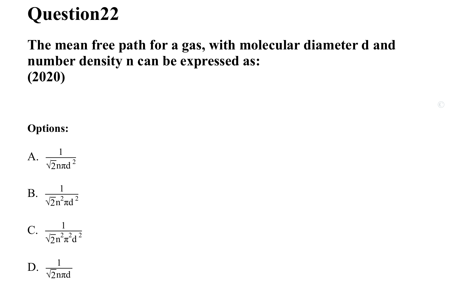 Thermal Properties Thermodynamics and Kinetic Theory question 22