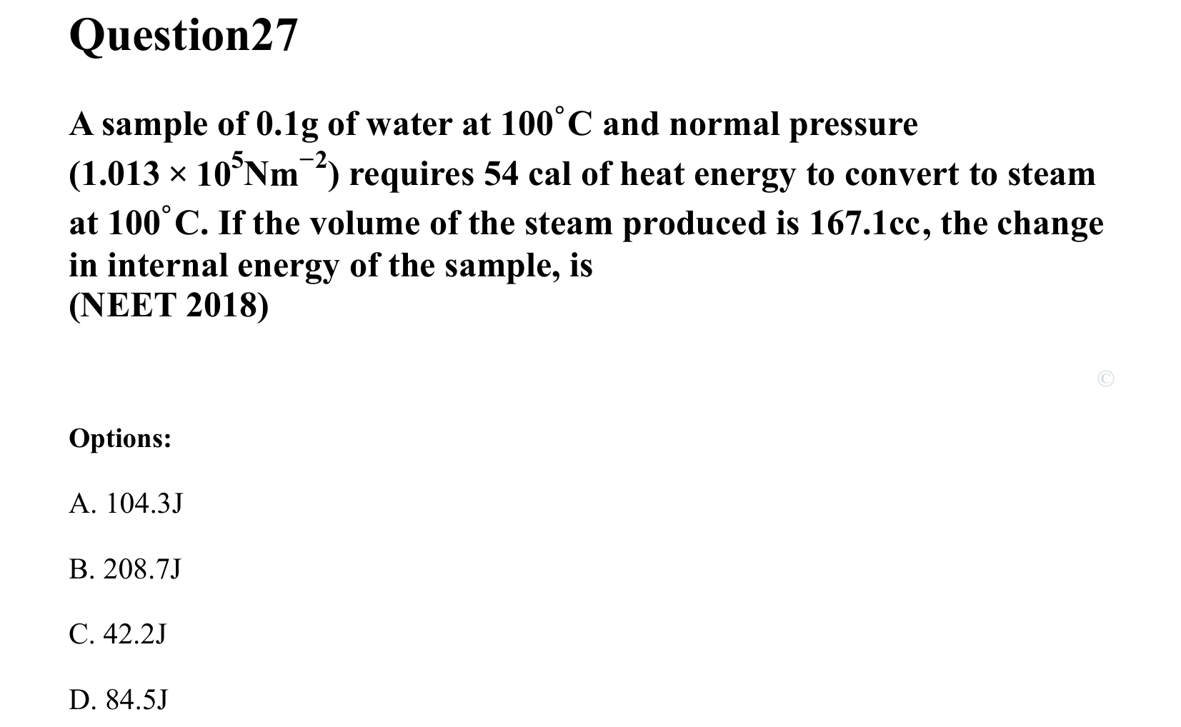 Thermal Properties Thermodynamics and Kinetic Theory question 27