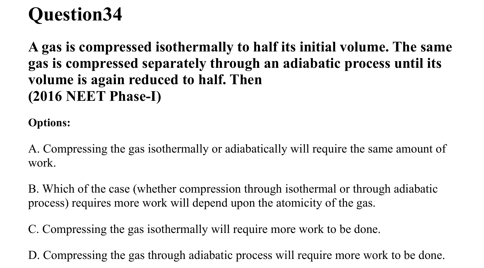 Thermal Properties Thermodynamics and Kinetic Theory question 34