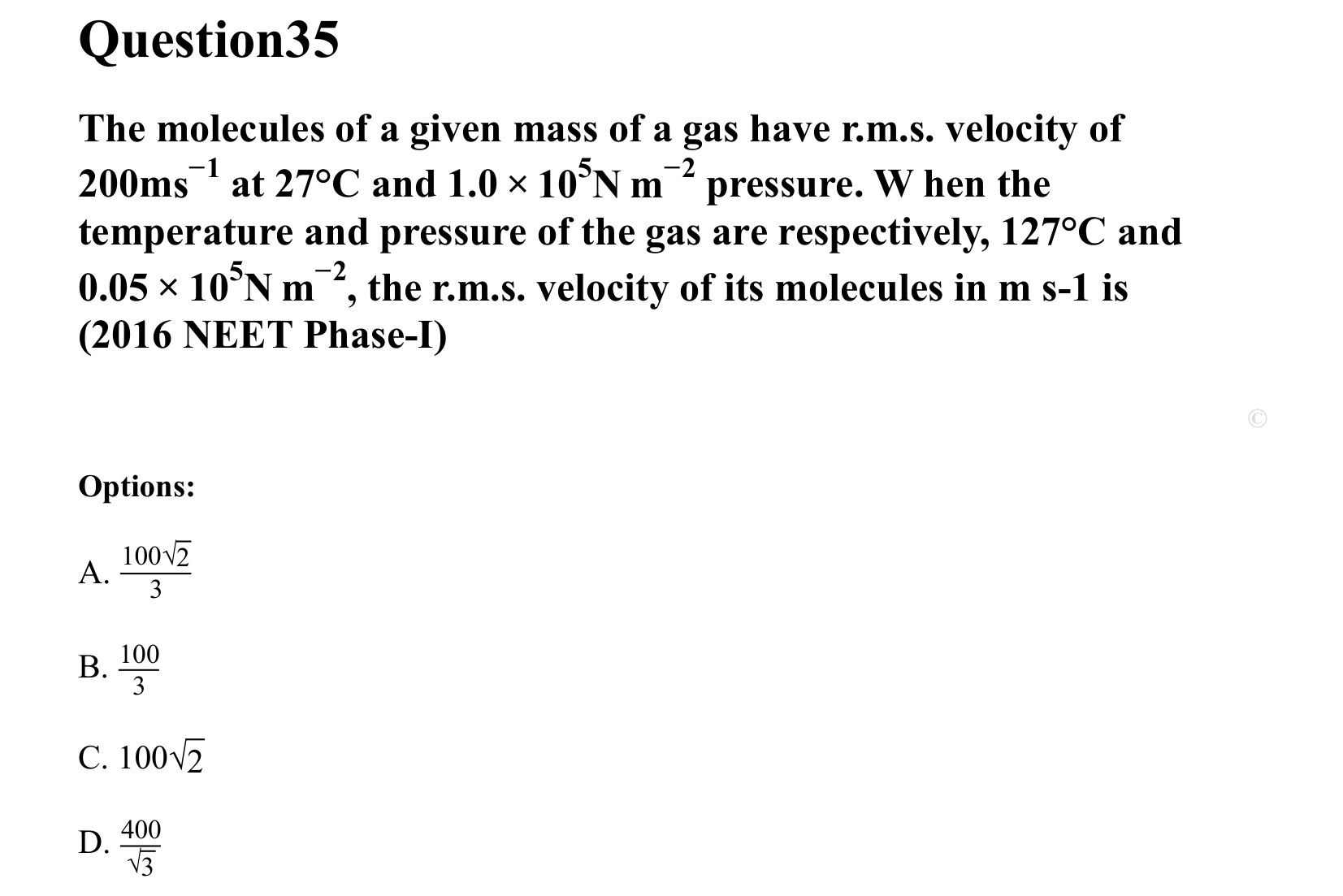 Thermal Properties Thermodynamics and Kinetic Theory question 35