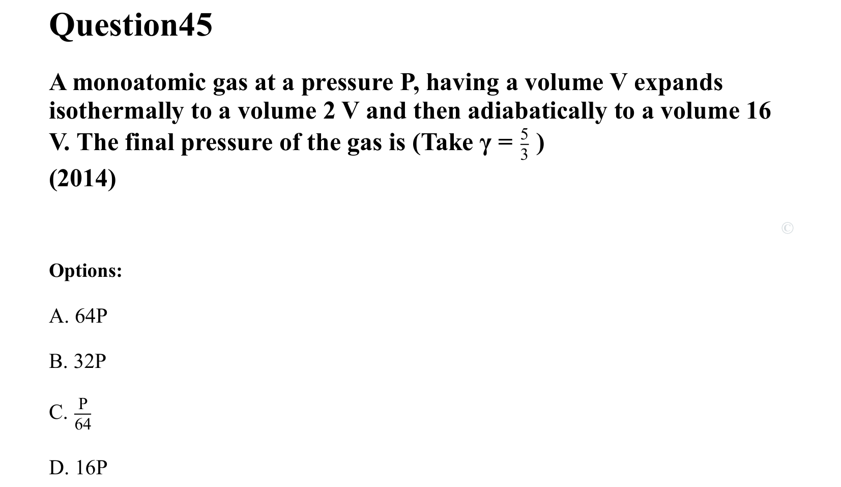 Thermal Properties Thermodynamics and Kinetic Theory question 45