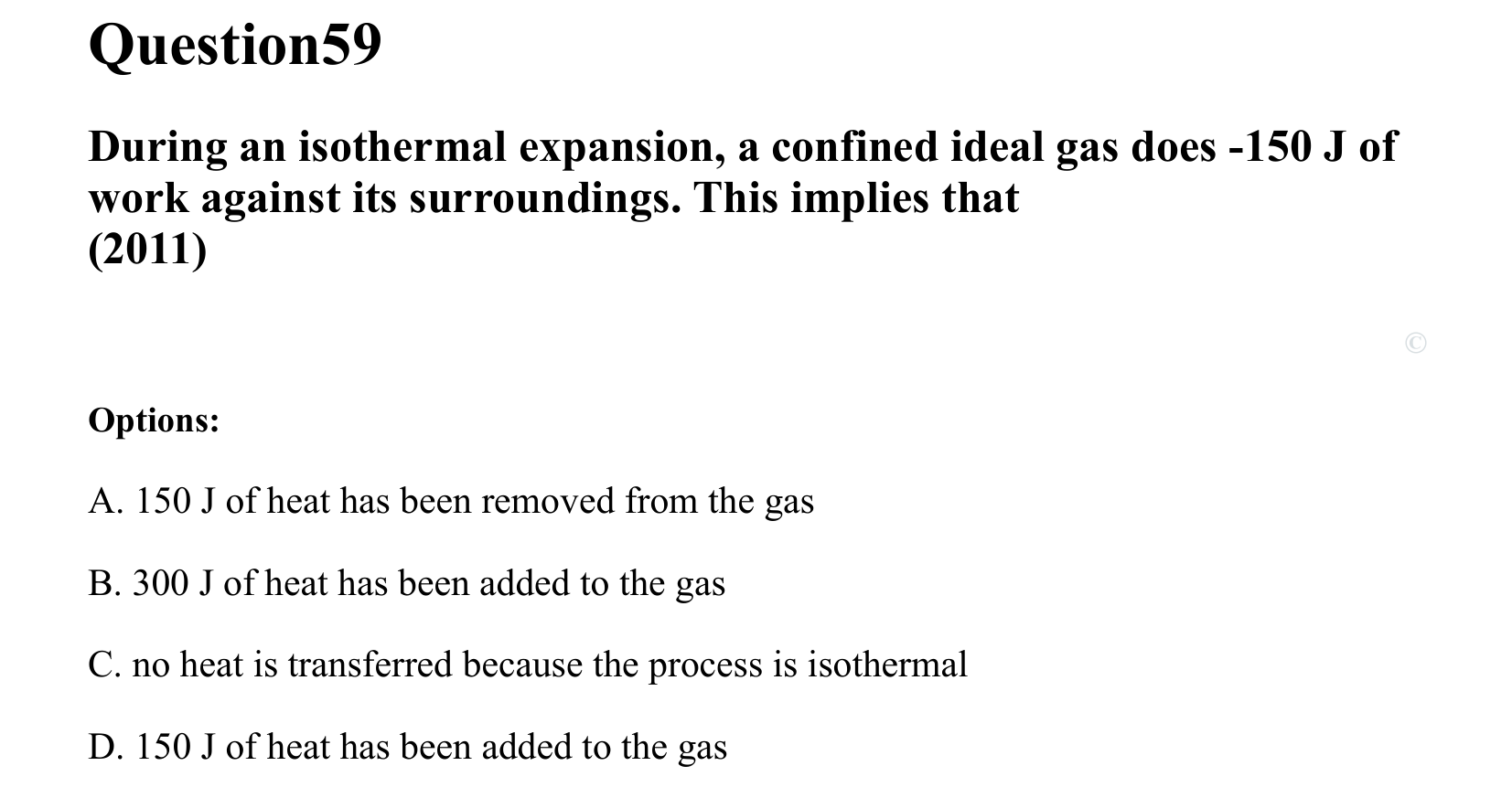 Thermal Properties Thermodynamics and Kinetic Theory question 59