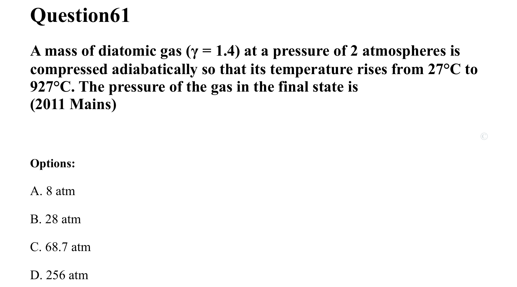 Thermal Properties Thermodynamics and Kinetic Theory question 61