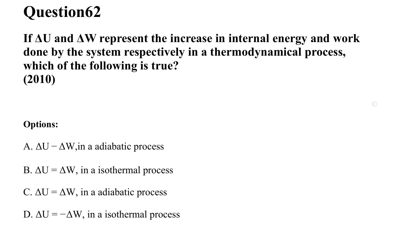 Thermal Properties Thermodynamics and Kinetic Theory question 62