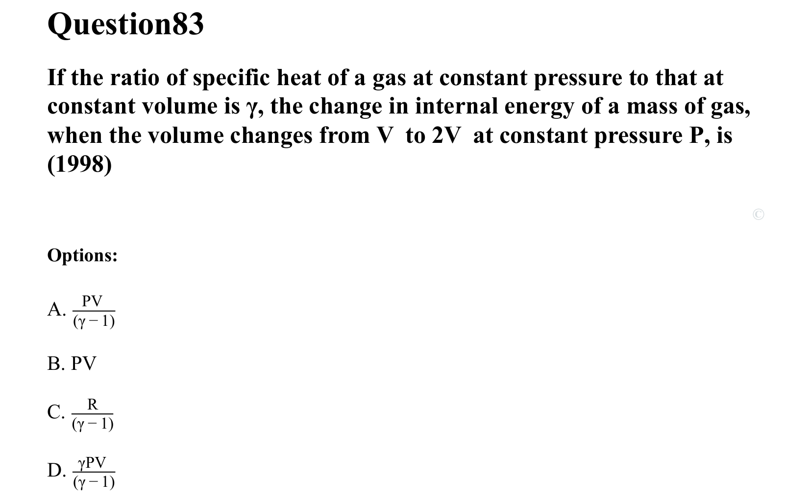 Thermal Properties Thermodynamics and Kinetic Theory question 83