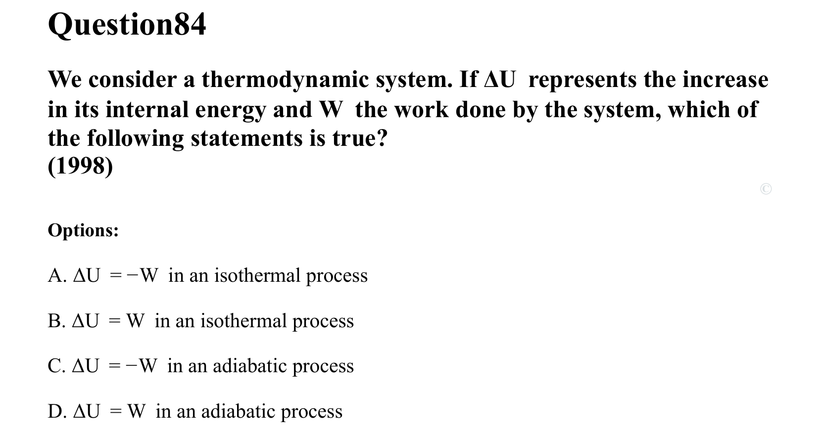 Thermal Properties Thermodynamics and Kinetic Theory question 84