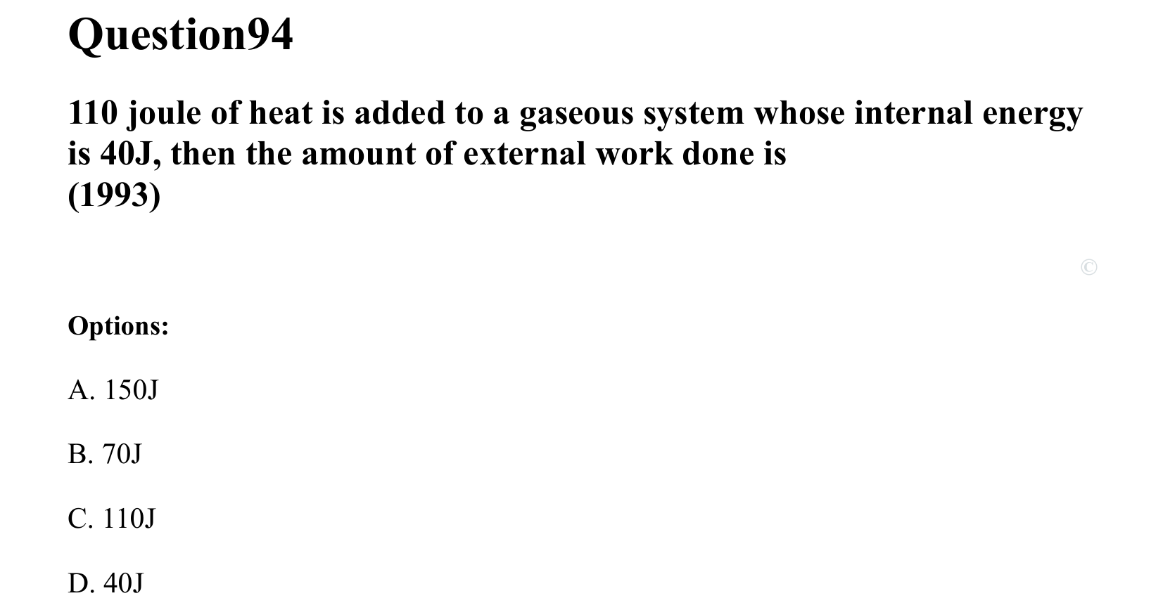 Thermal Properties Thermodynamics and Kinetic Theory question 94