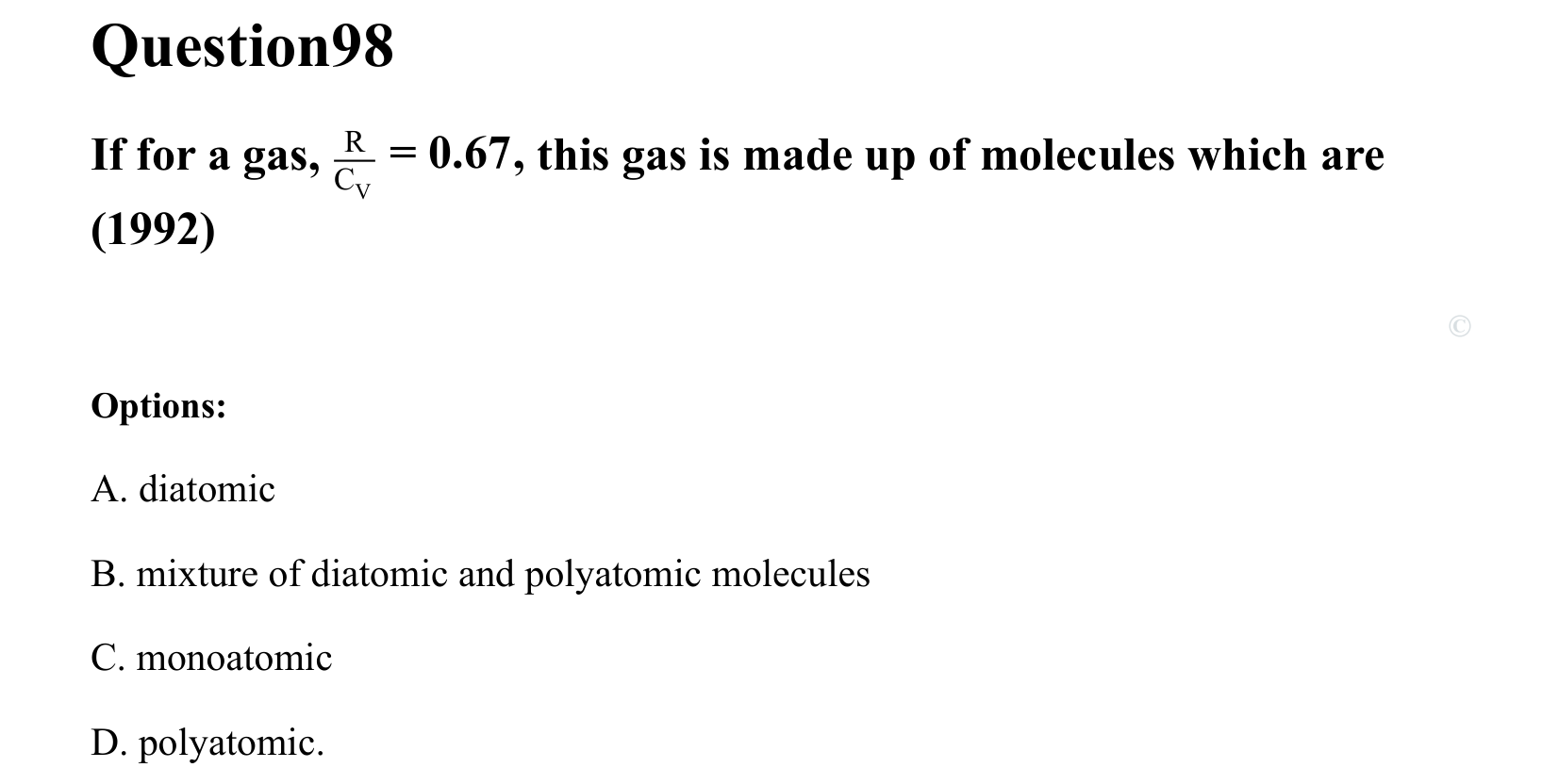 Thermal Properties Thermodynamics and Kinetic Theory question 98