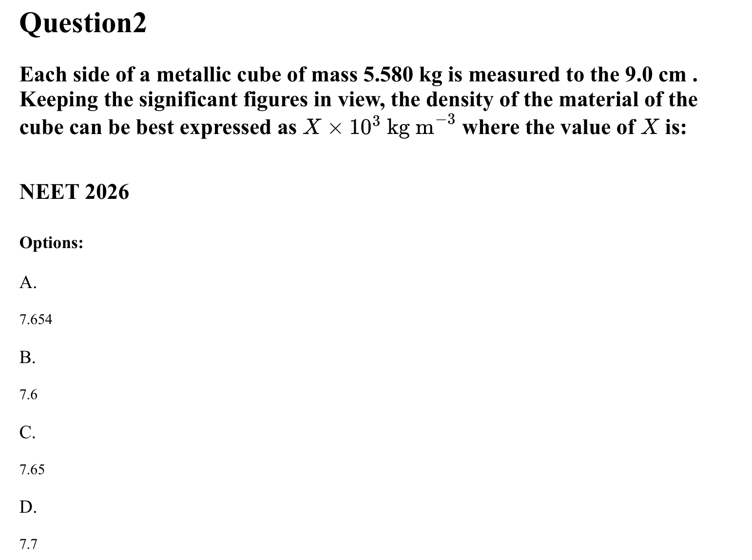 Units and Measurements question 2