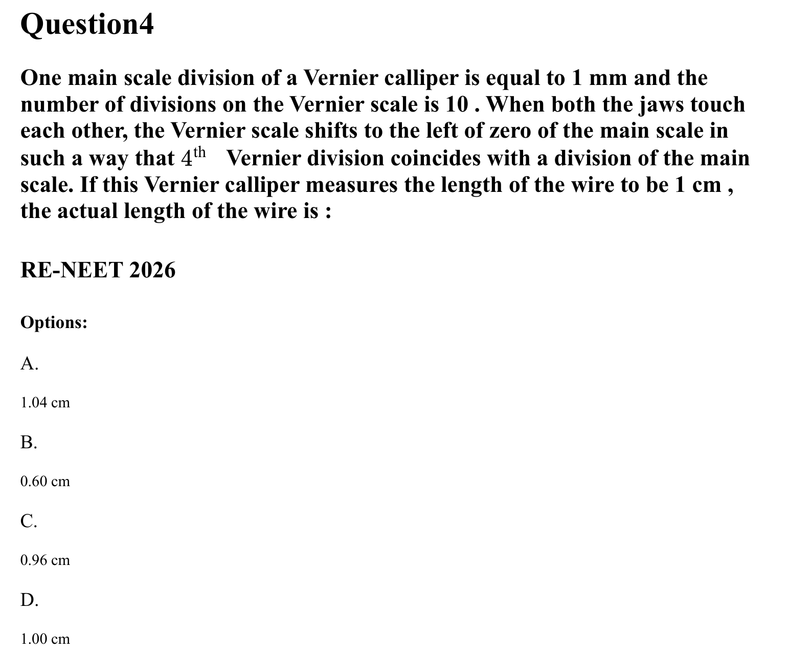 Units and Measurements question 4