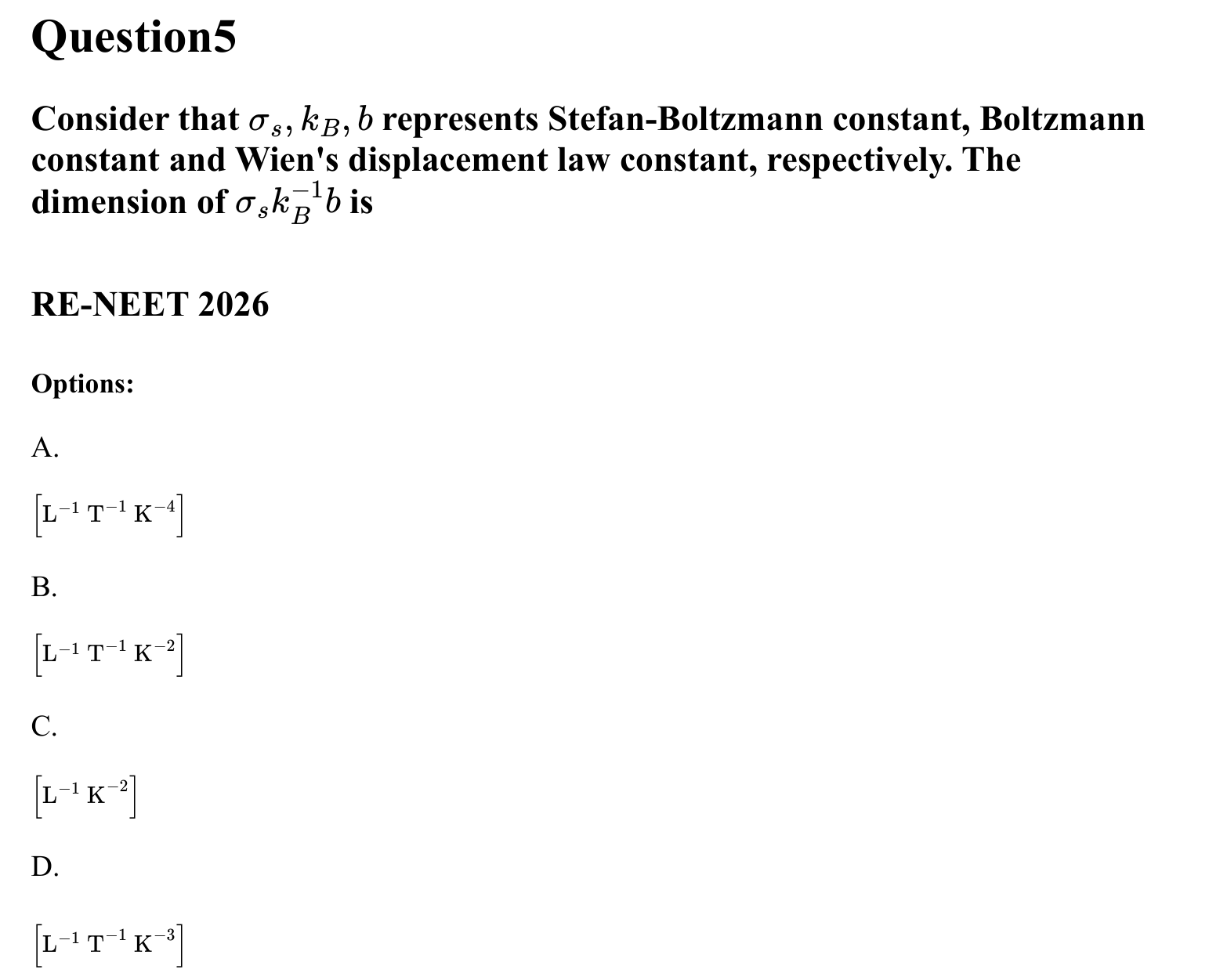 Units and Measurements question 5