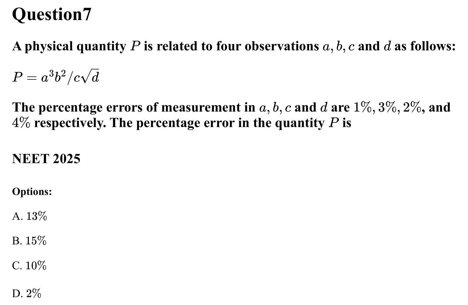 Units and Measurements question 7