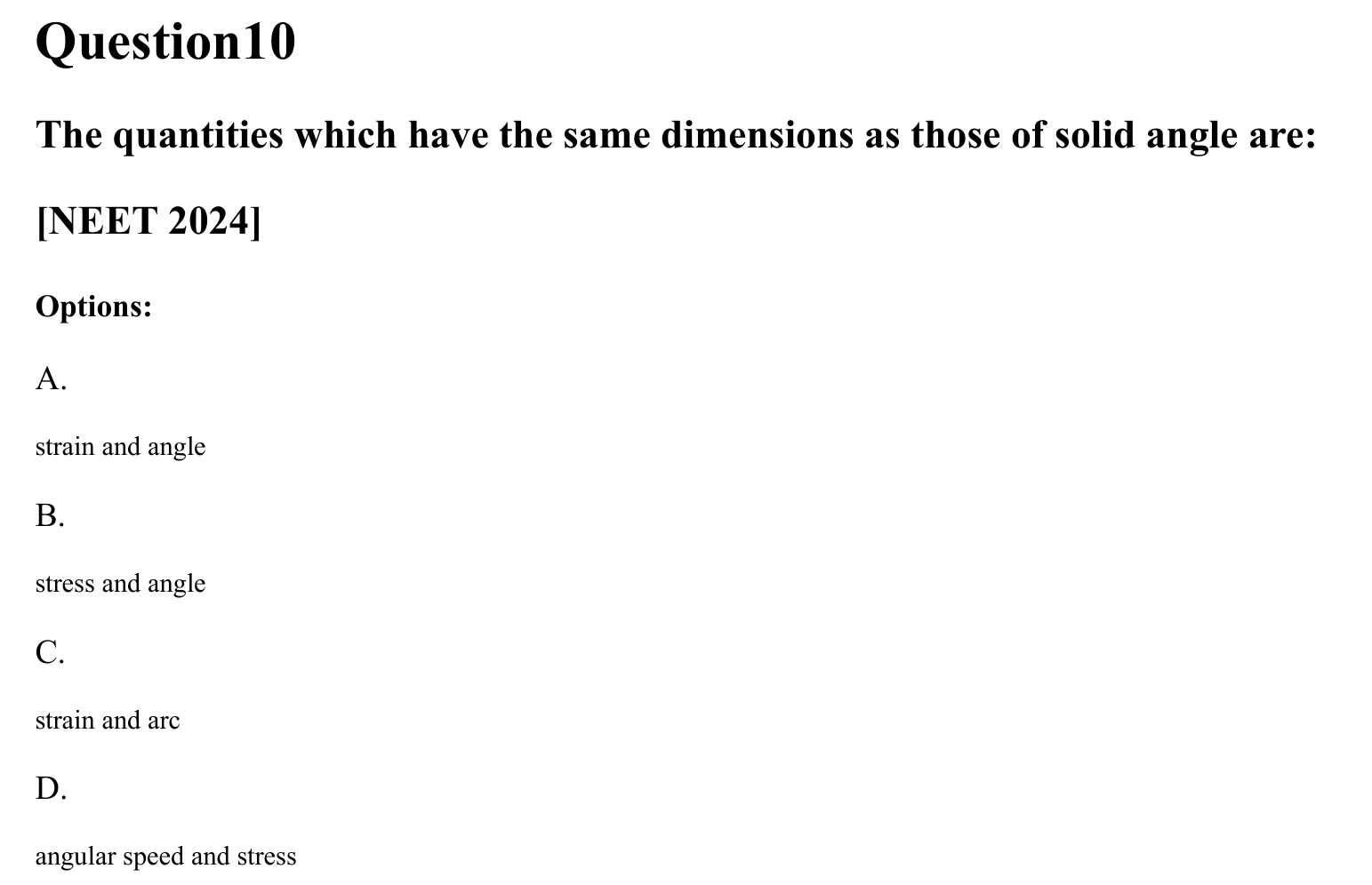 Units and Measurements question 10