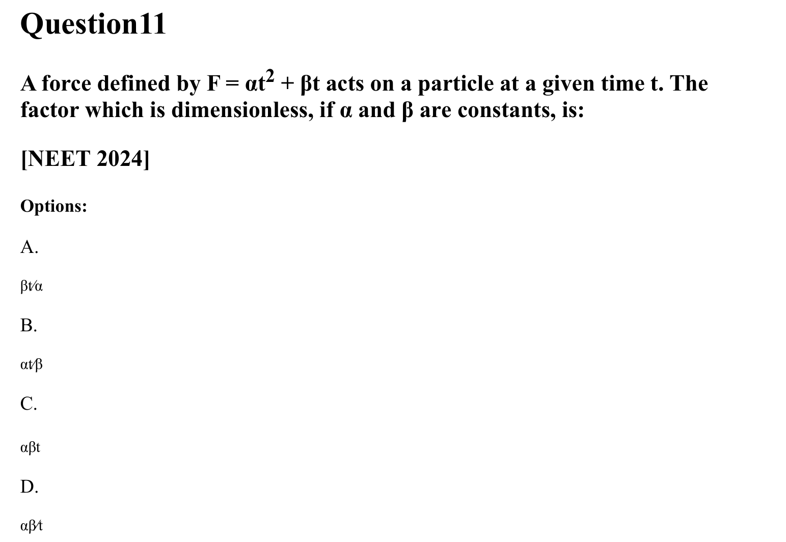 Units and Measurements question 11