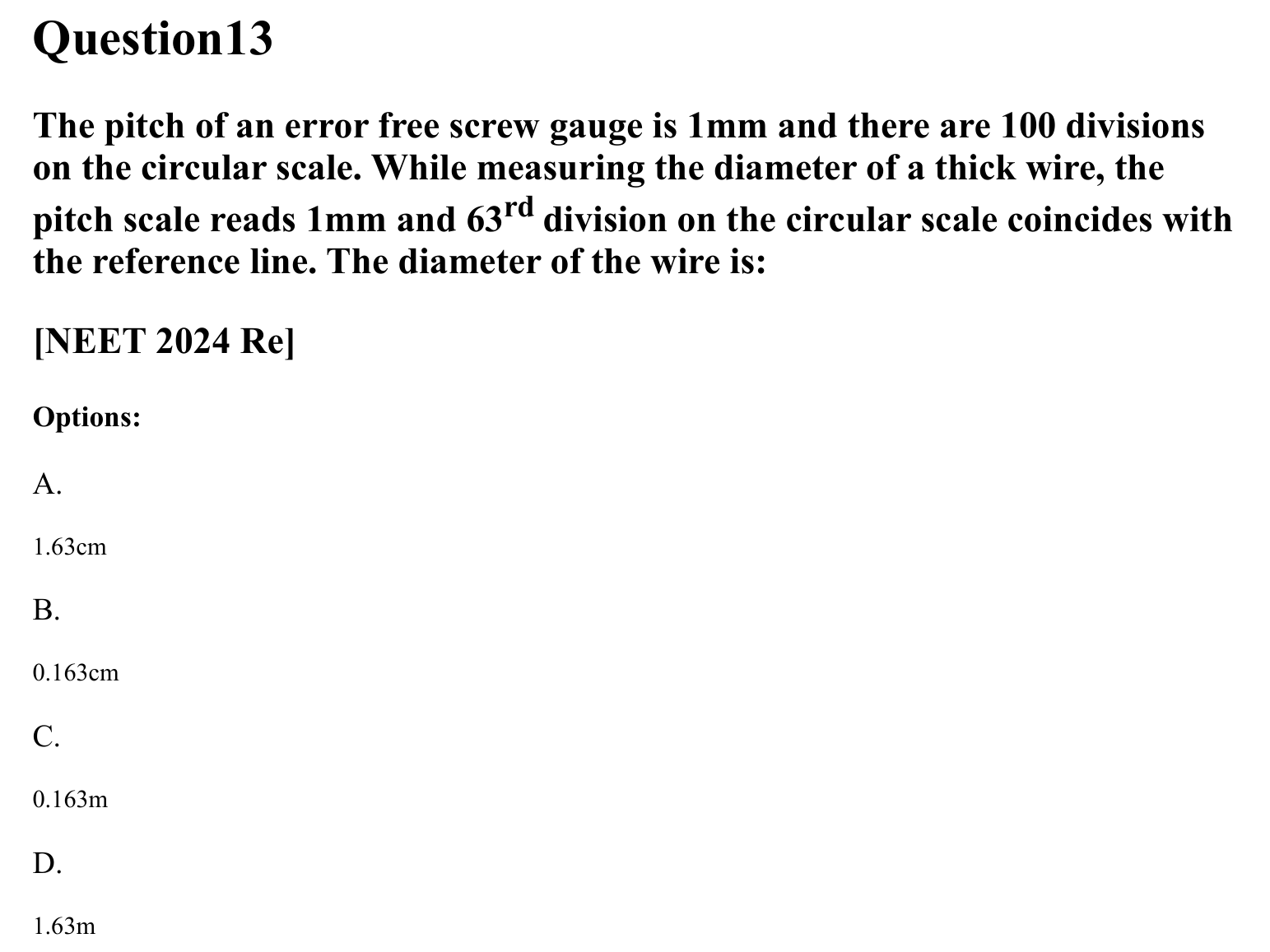 Units and Measurements question 13