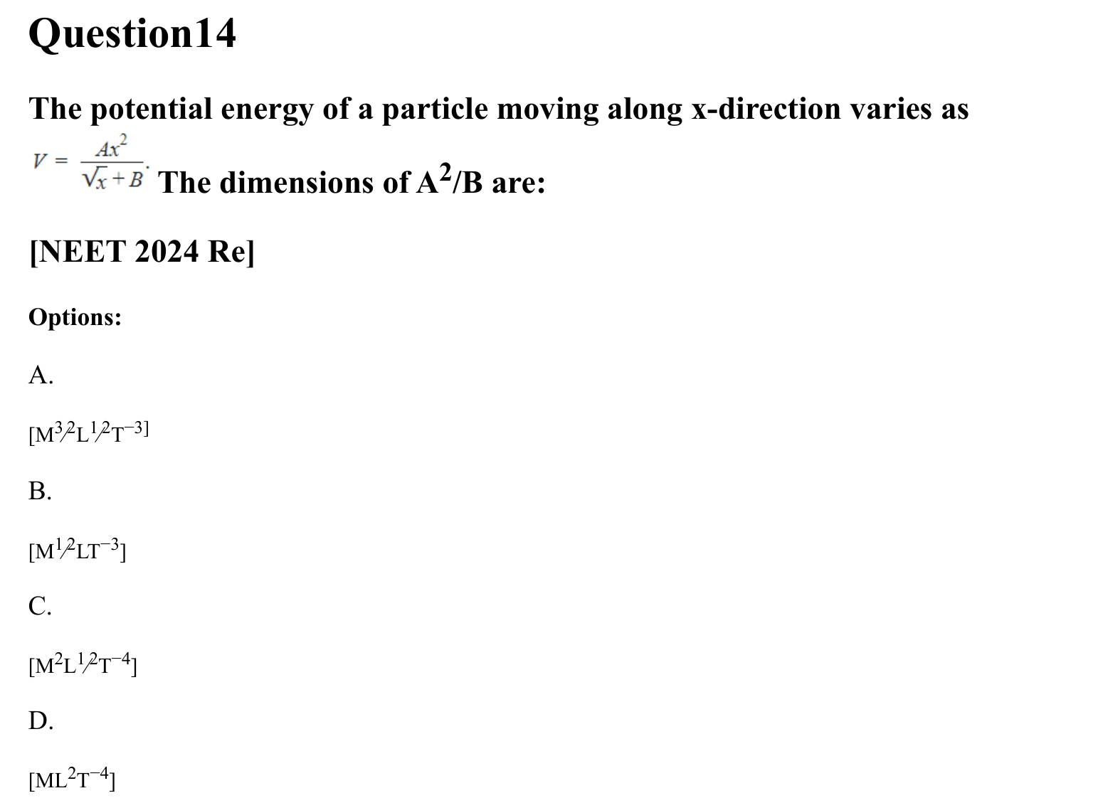 Units and Measurements question 14