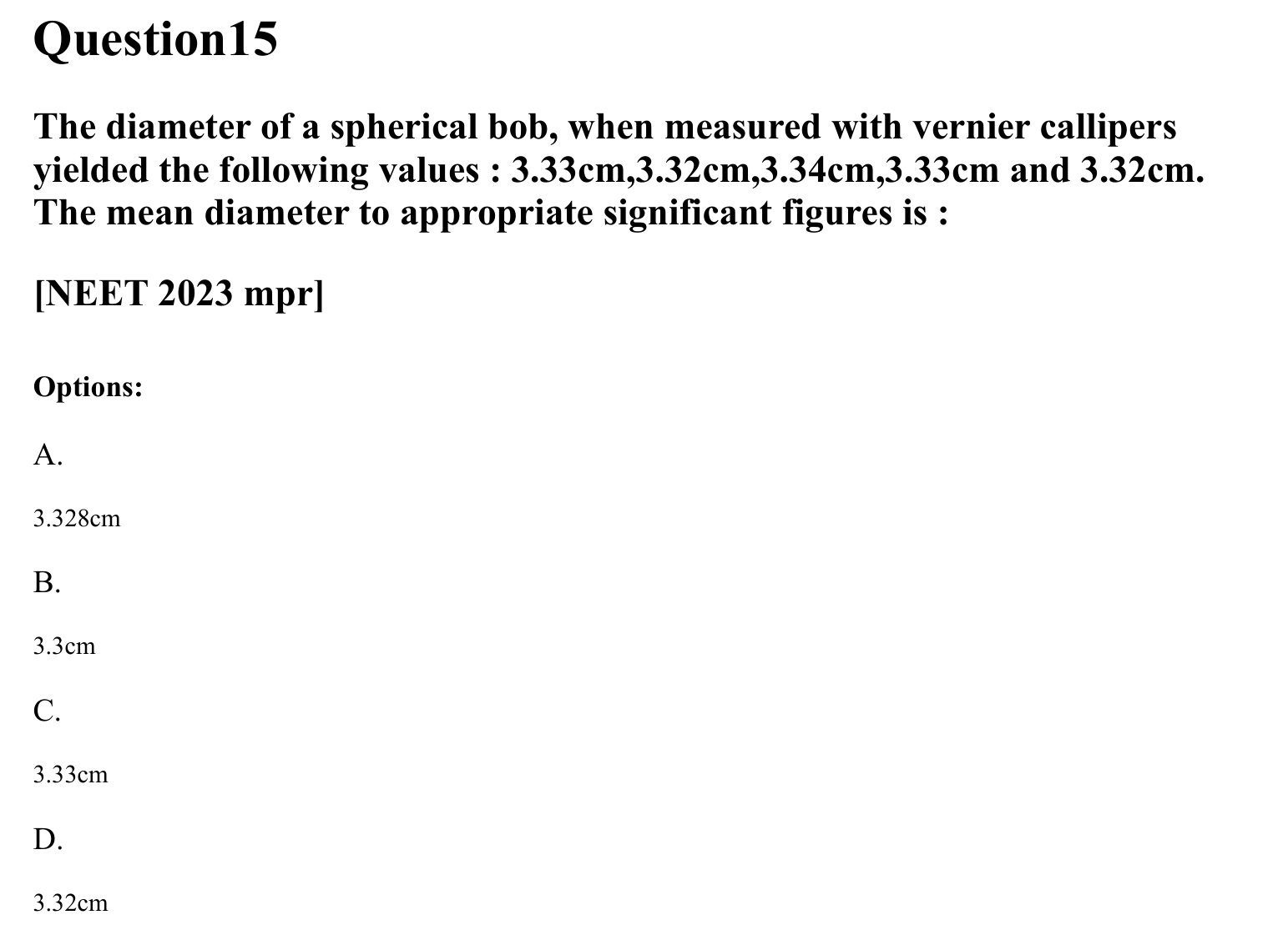 Units and Measurements question 15