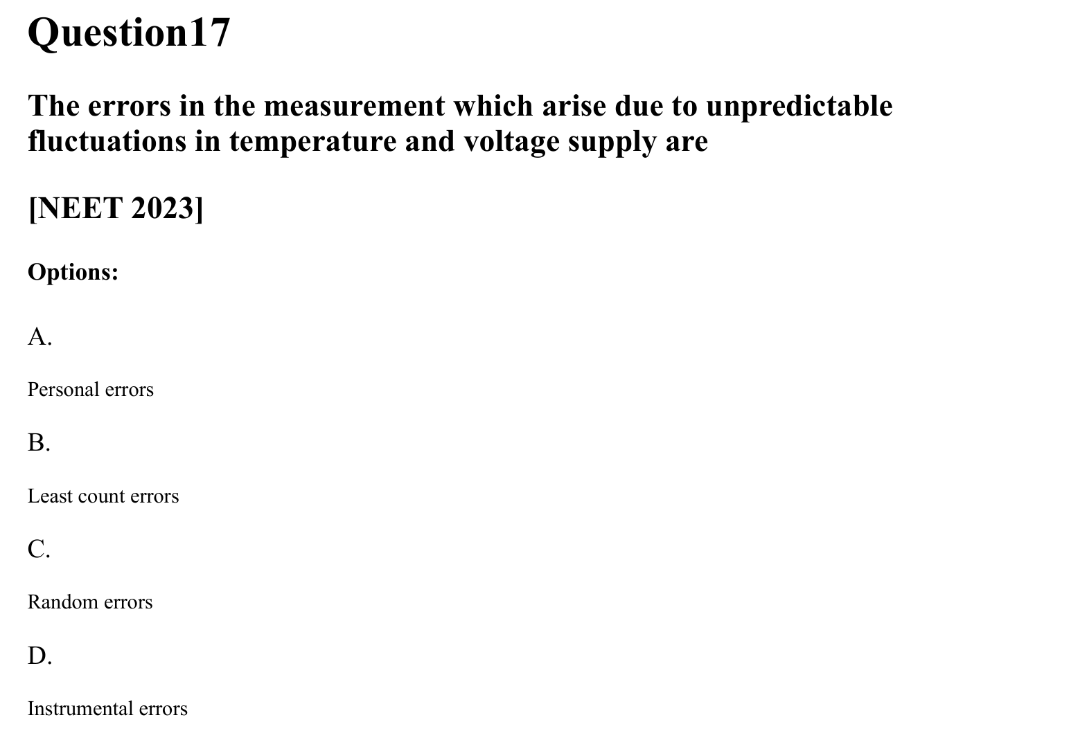 Units and Measurements question 17
