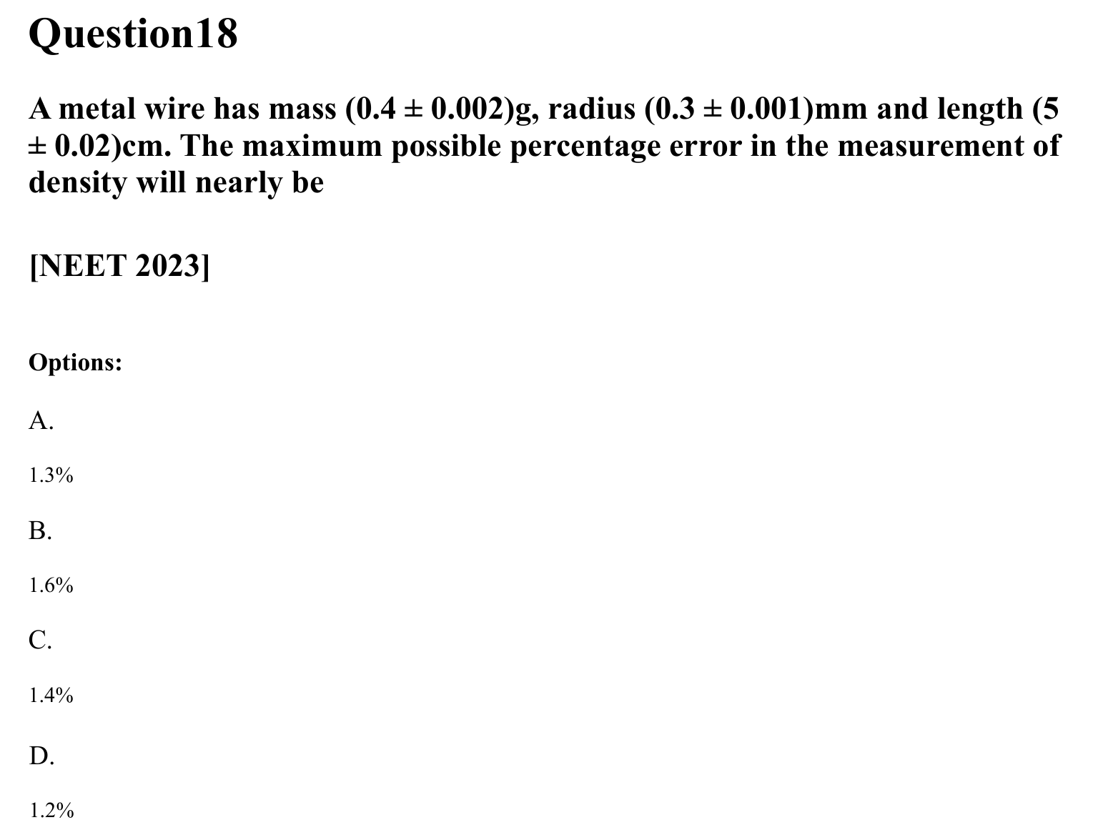 Units and Measurements question 18