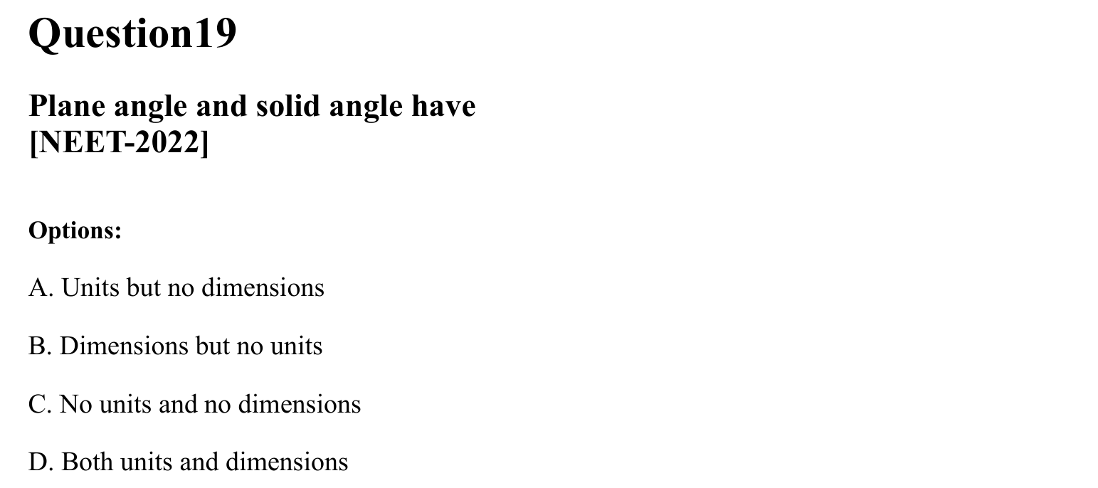 Units and Measurements question 19