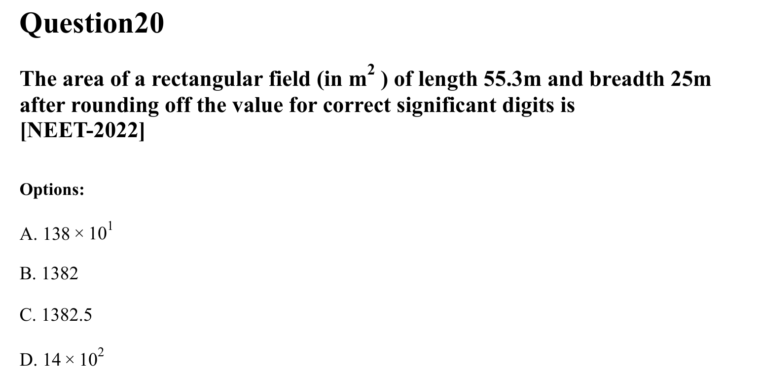 Units and Measurements question 20