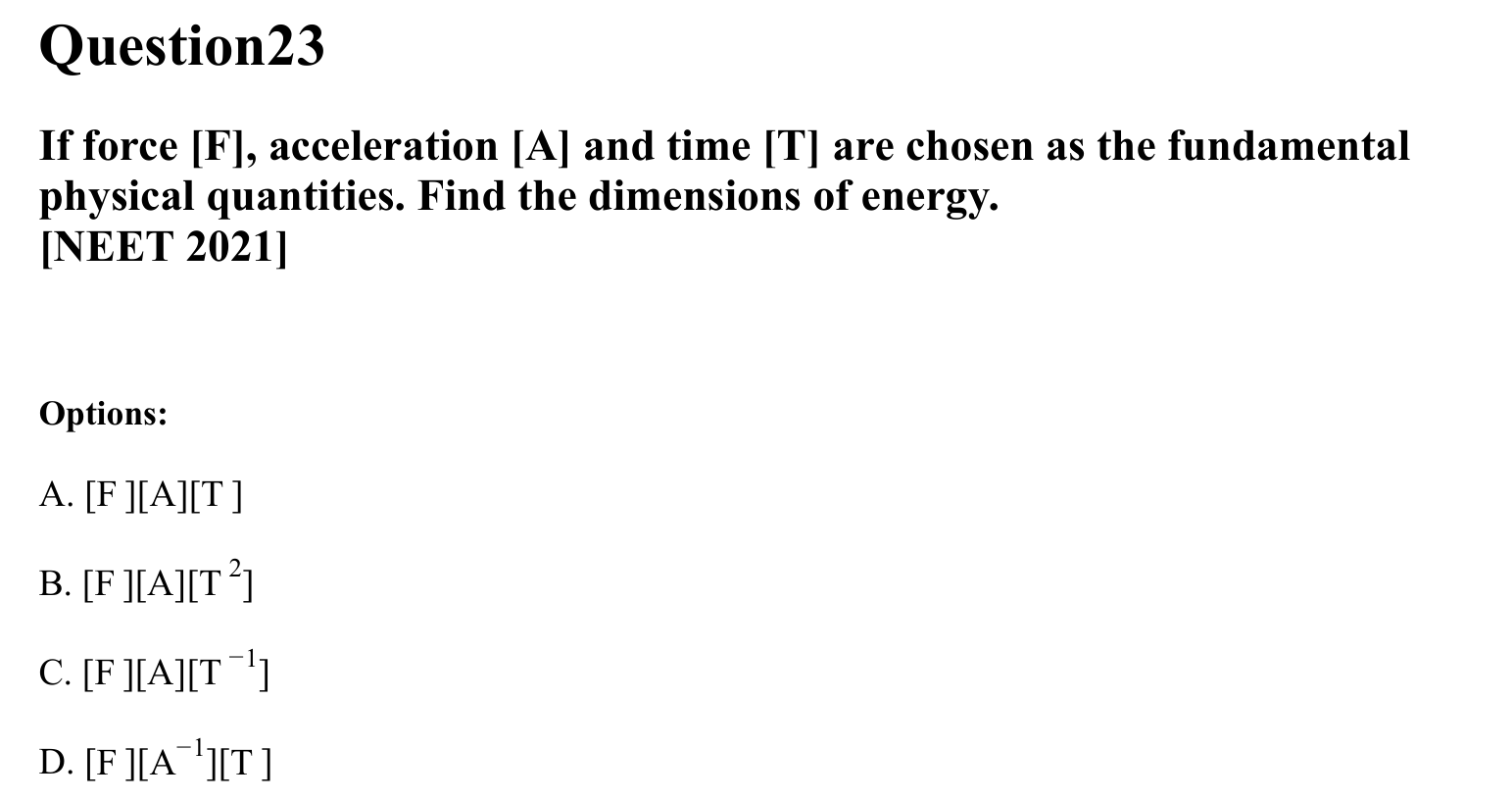 Units and Measurements question 23