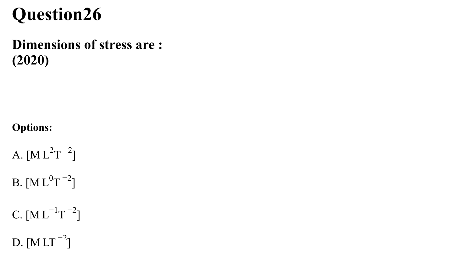 Units and Measurements question 26