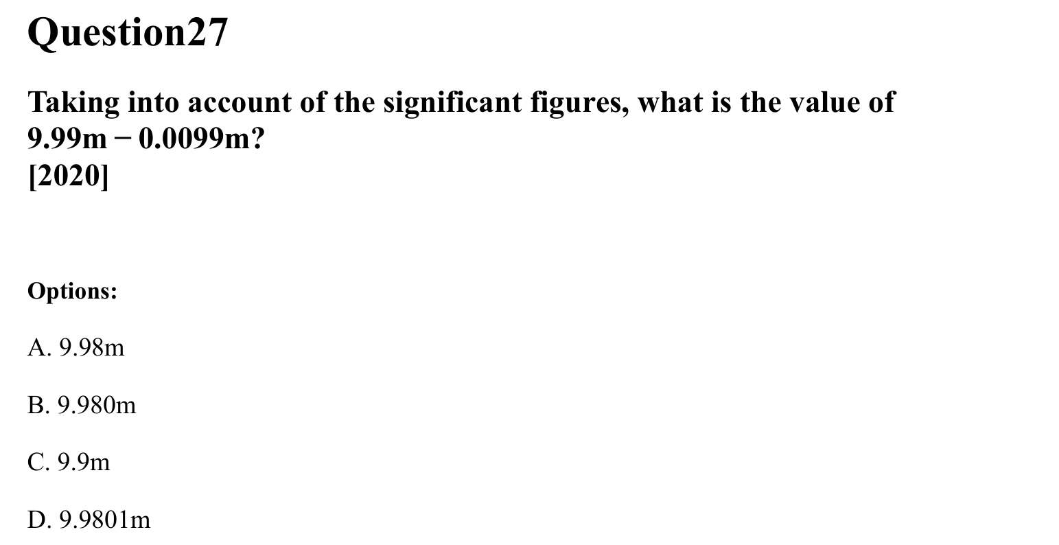 Units and Measurements question 27