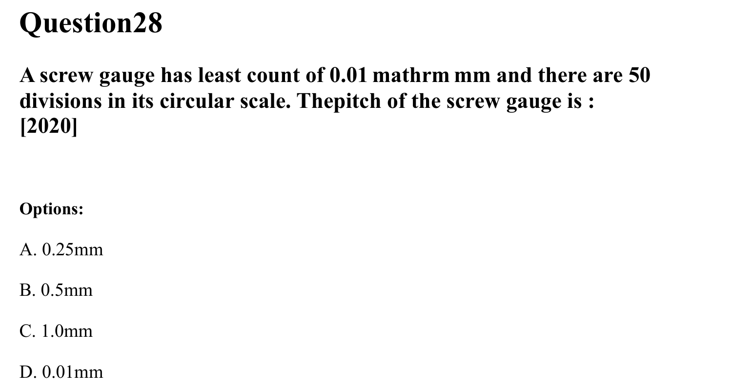 Units and Measurements question 28