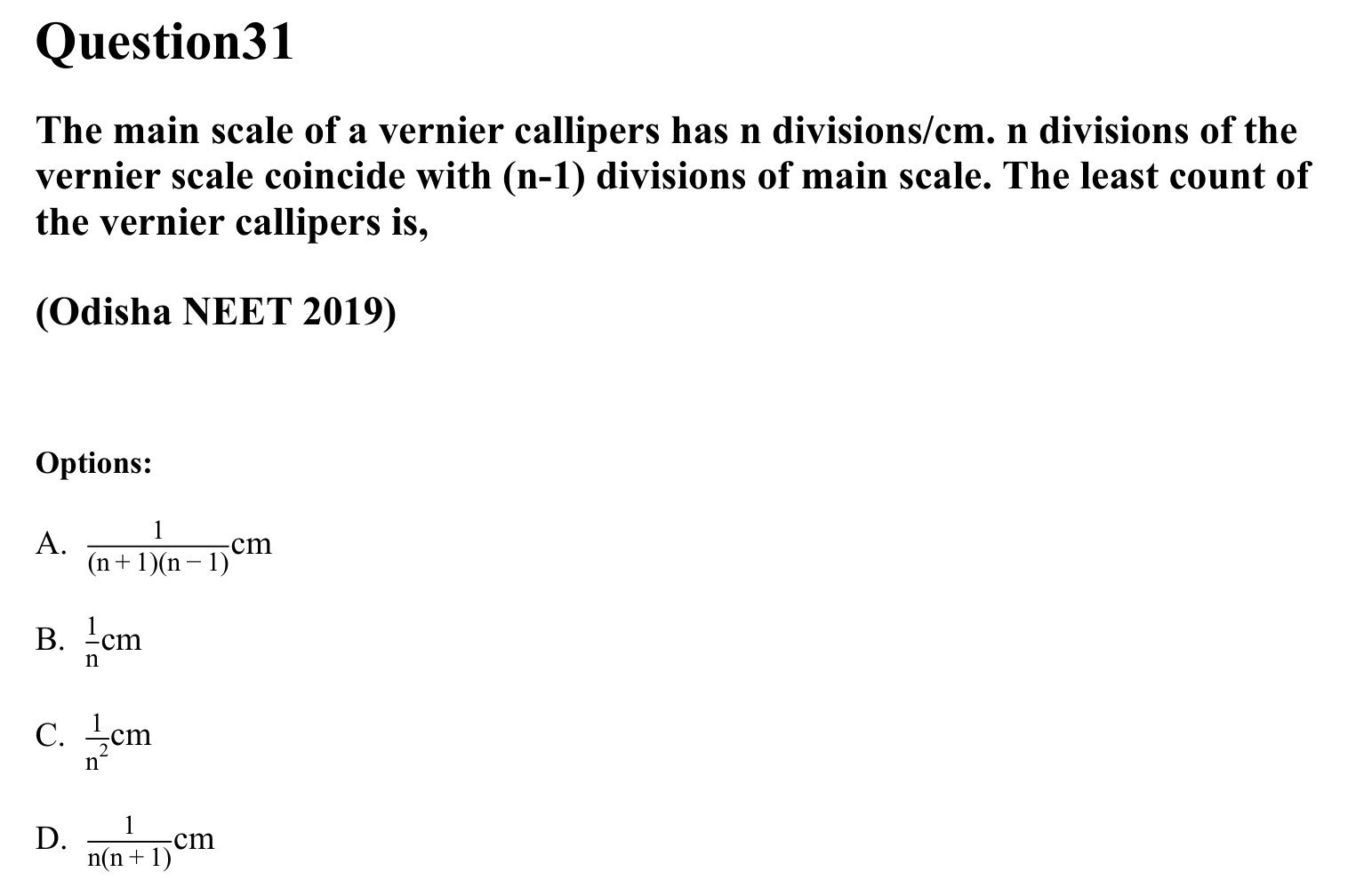 Units and Measurements question 31